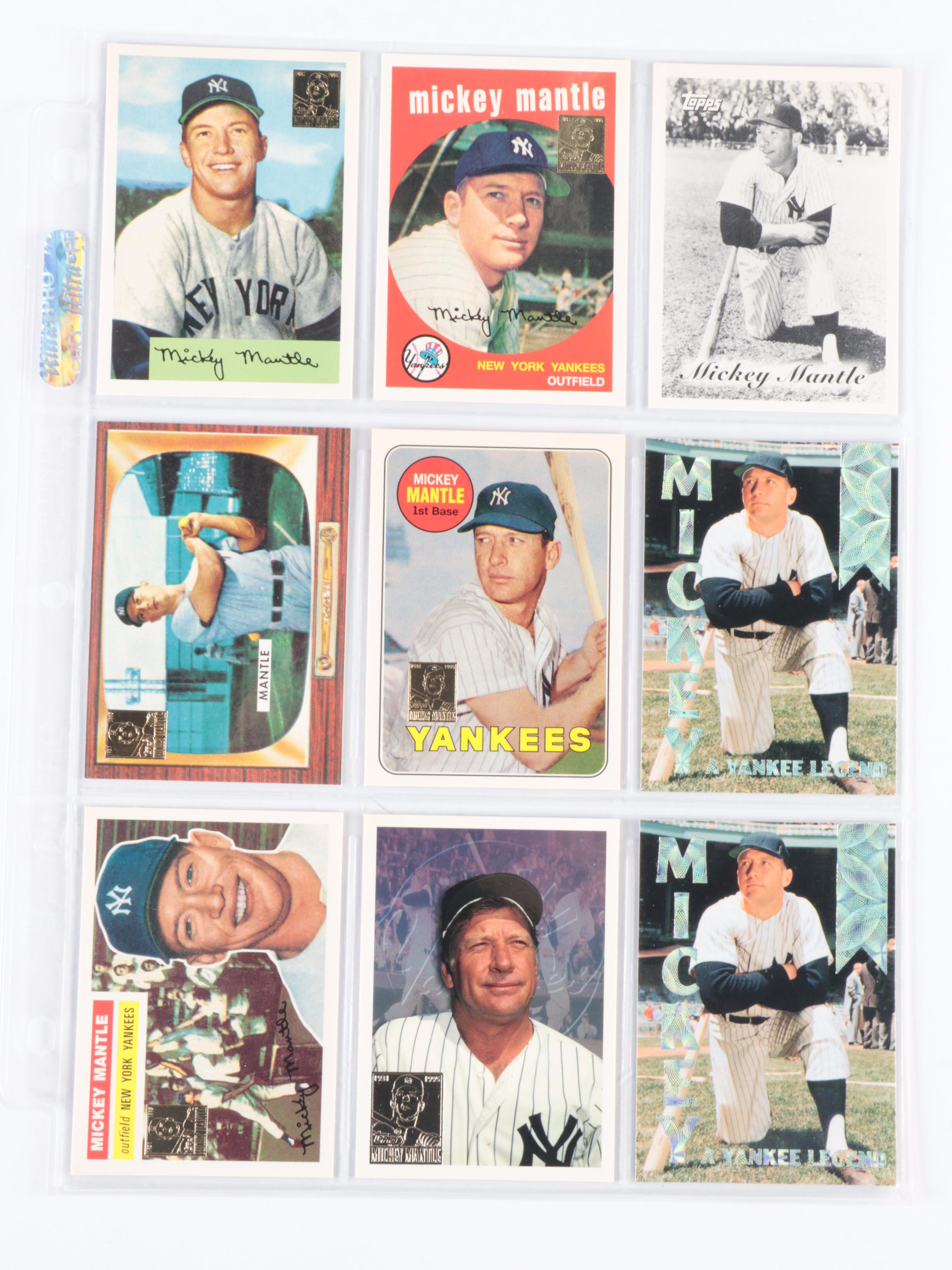Mickey Mantle Reprint Baseball Cards with Baseball Heroes Tin and More