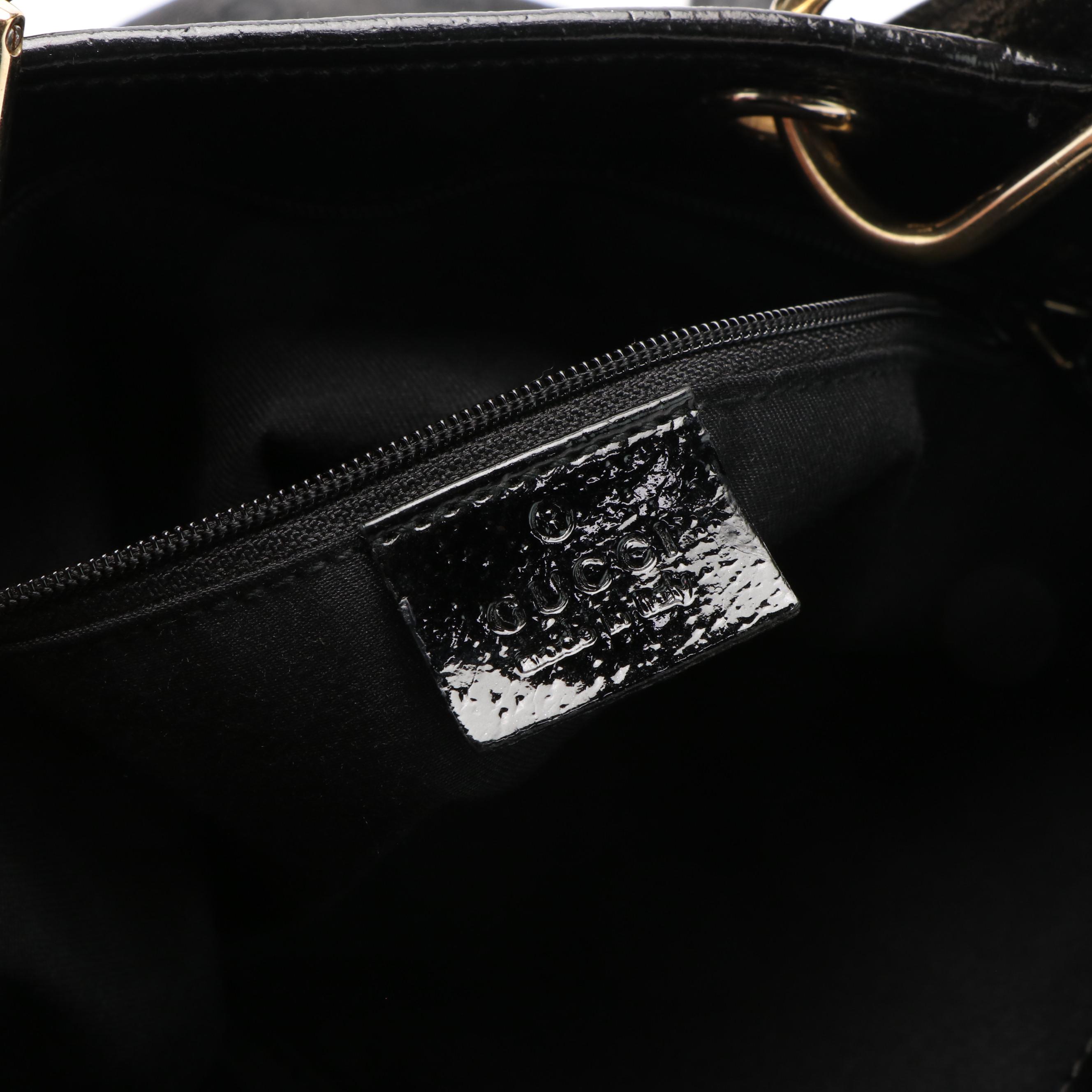 Gucci Black GG Canvas and Leather Small Vertical Tote