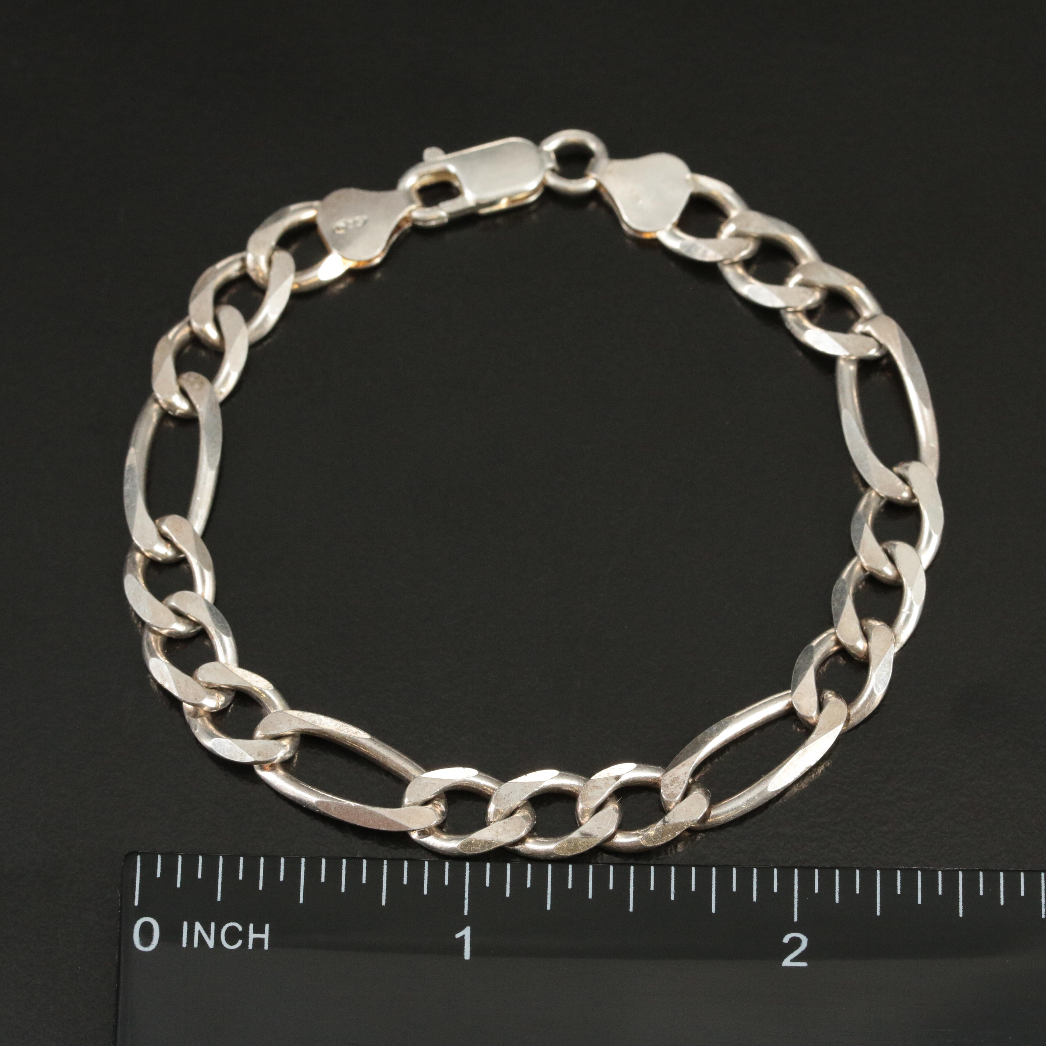 Sterling Figaro Chain Bracelet
