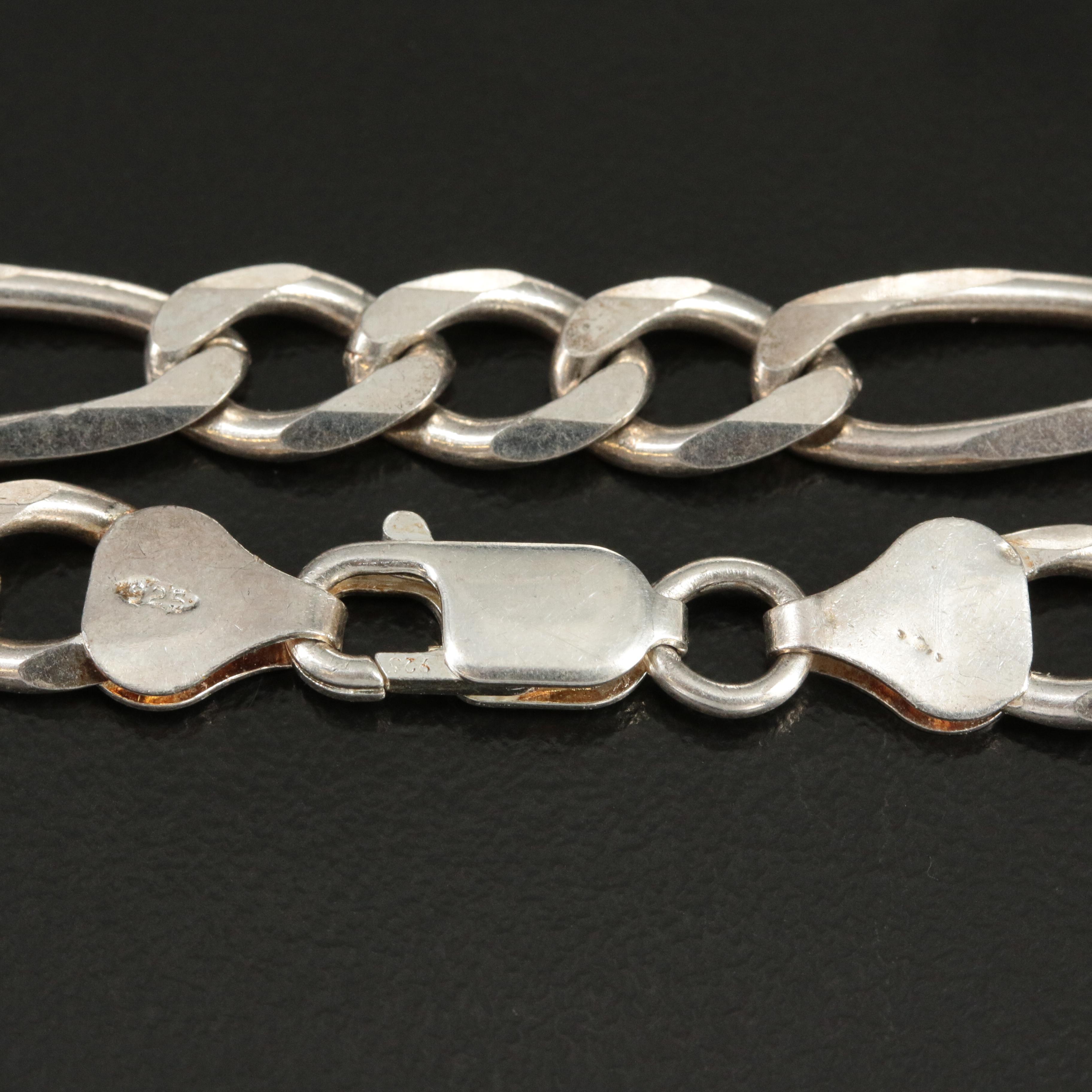 Sterling Figaro Chain Bracelet