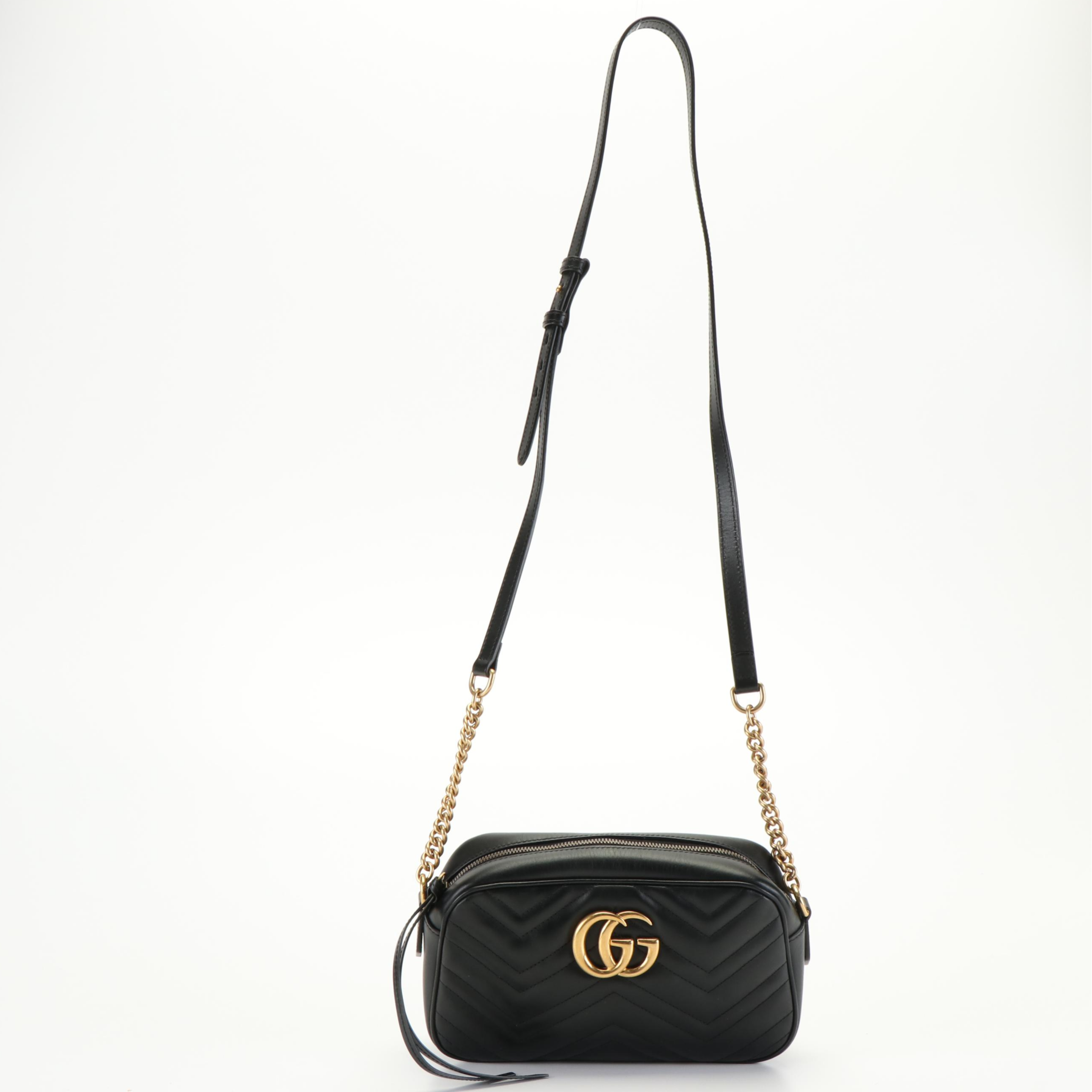 Gucci GG Marmont Matelassé Shoulder Bag in Black Leather