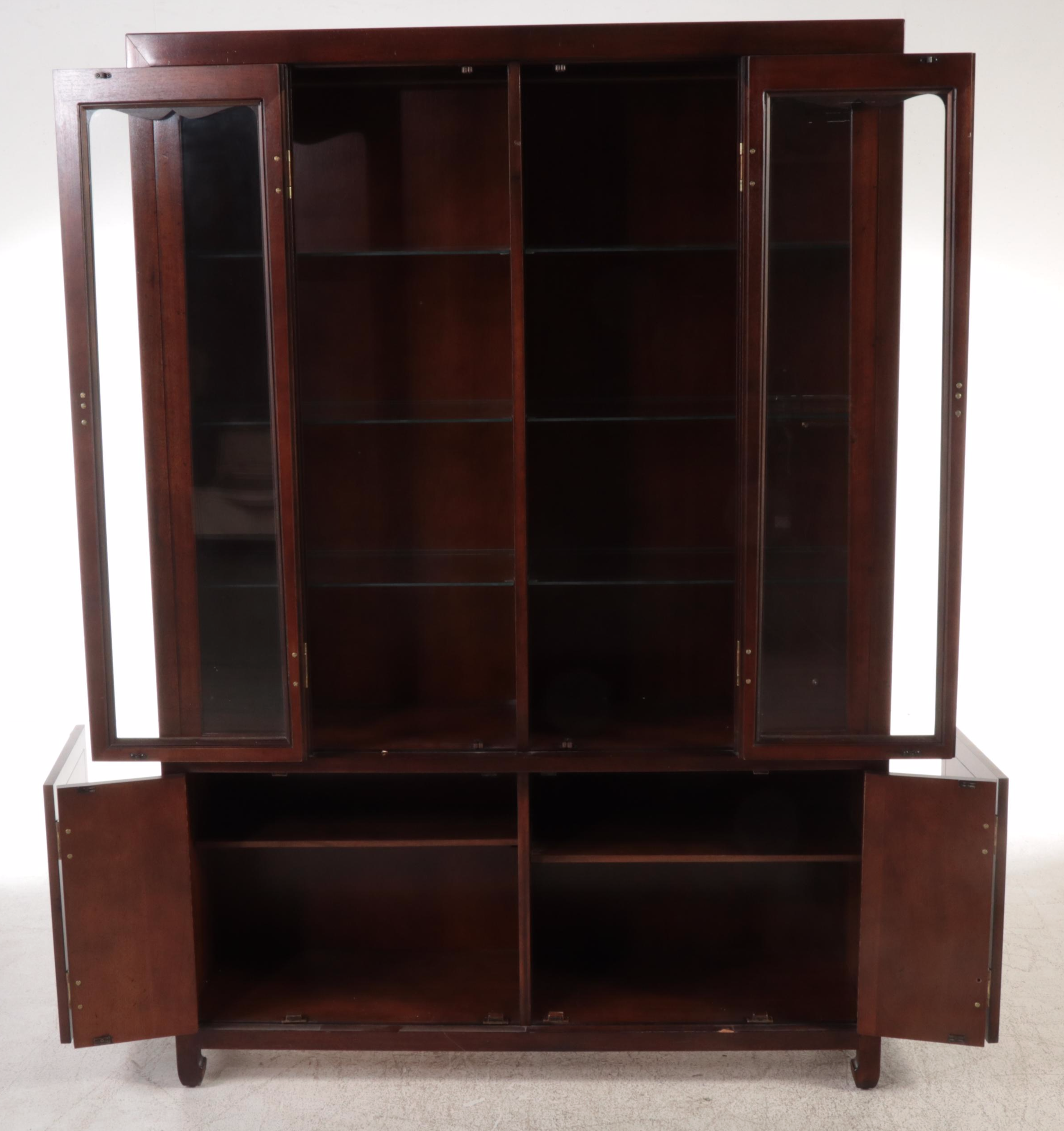 Henredon Chinese Style Brass-Mounted Mahogany China Cabinet