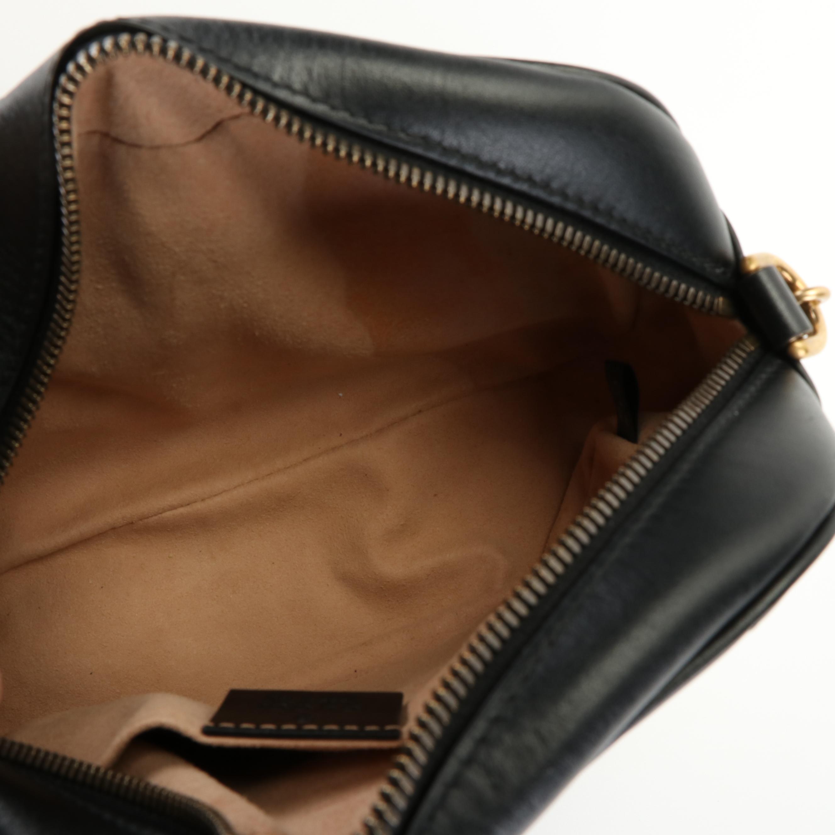 Gucci GG Marmont Matelassé Shoulder Bag in Black Leather