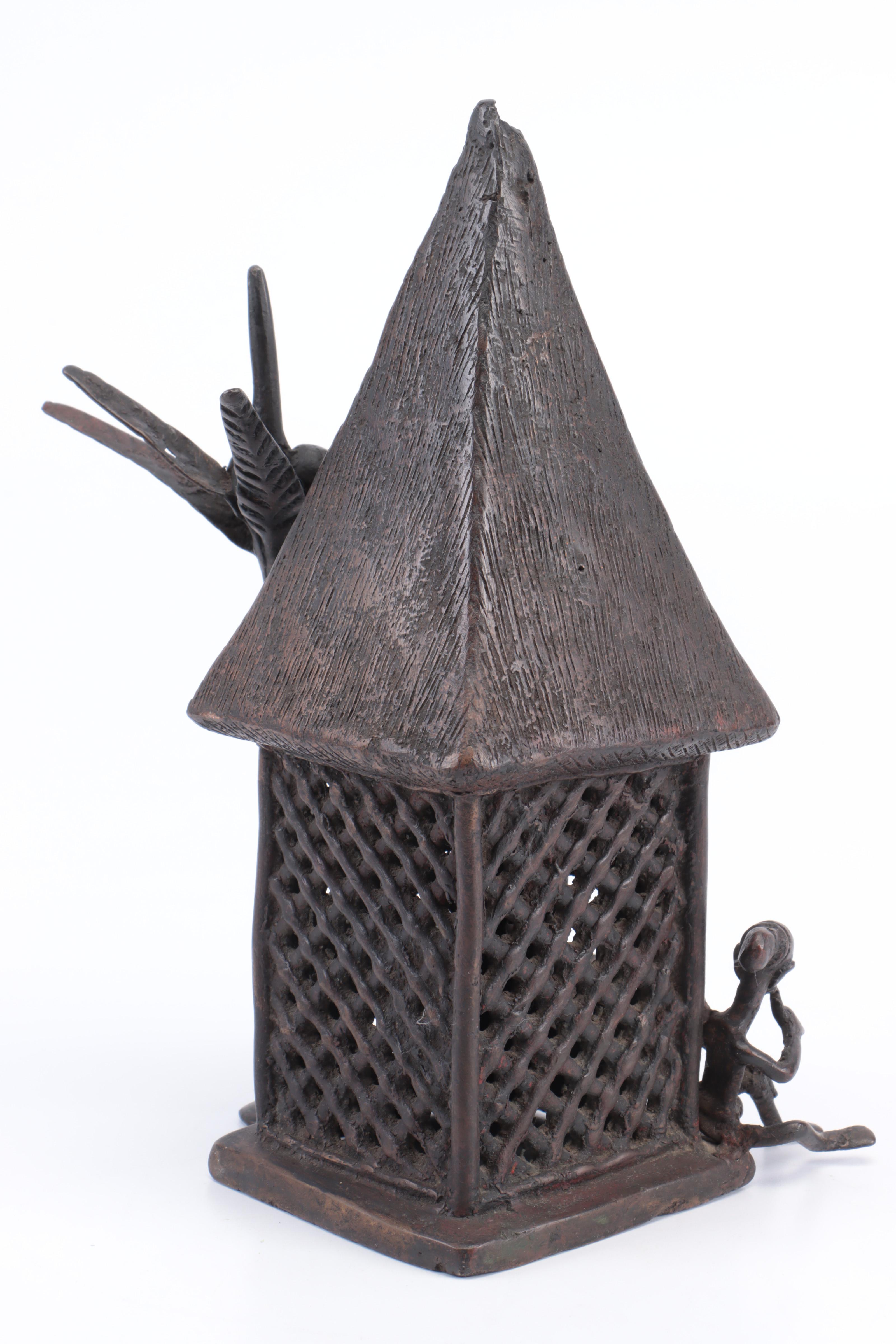 Bronze Sculpture of Bamiléké, Cameroon, Building with Figures