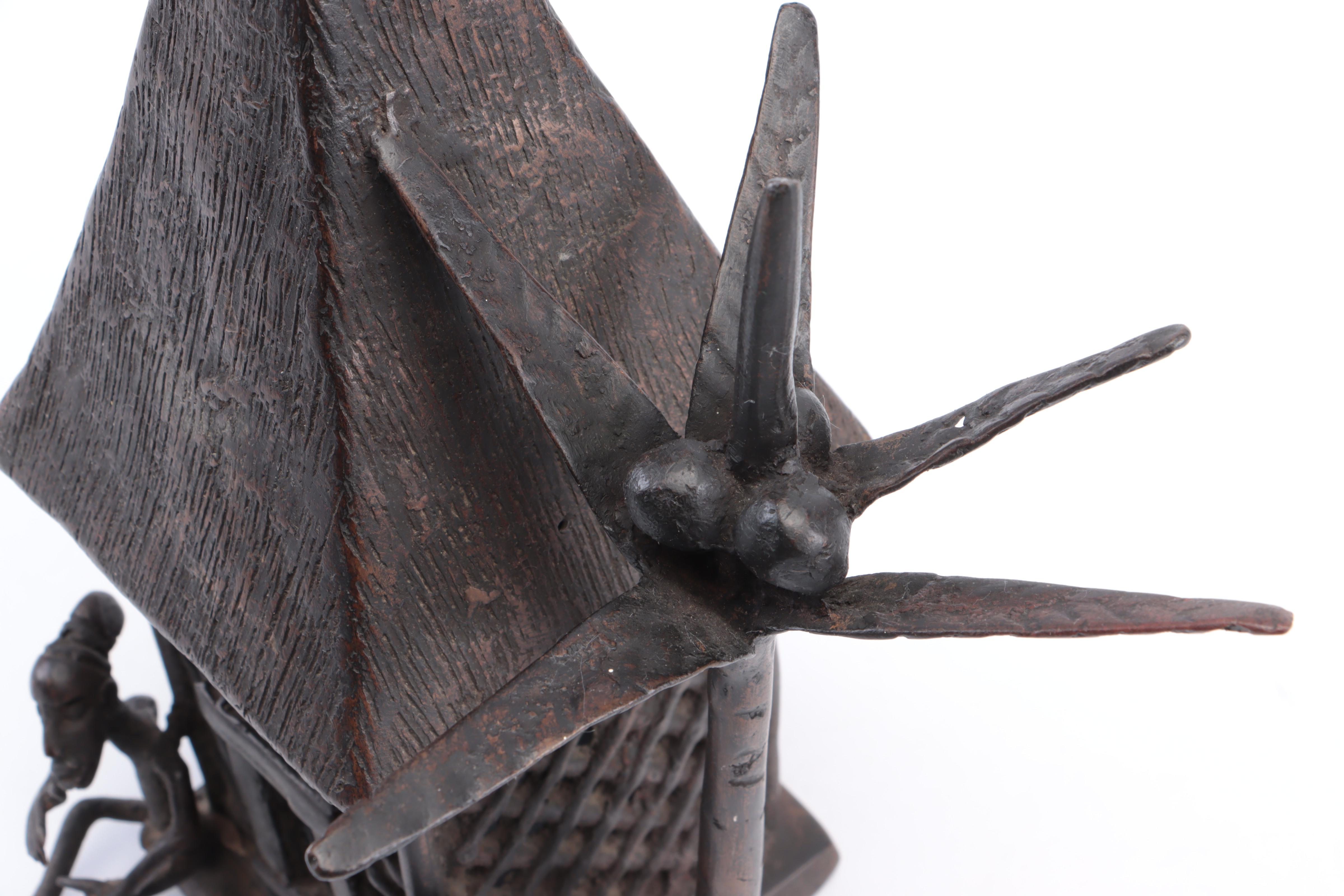 Bronze Sculpture of Bamiléké, Cameroon, Building with Figures