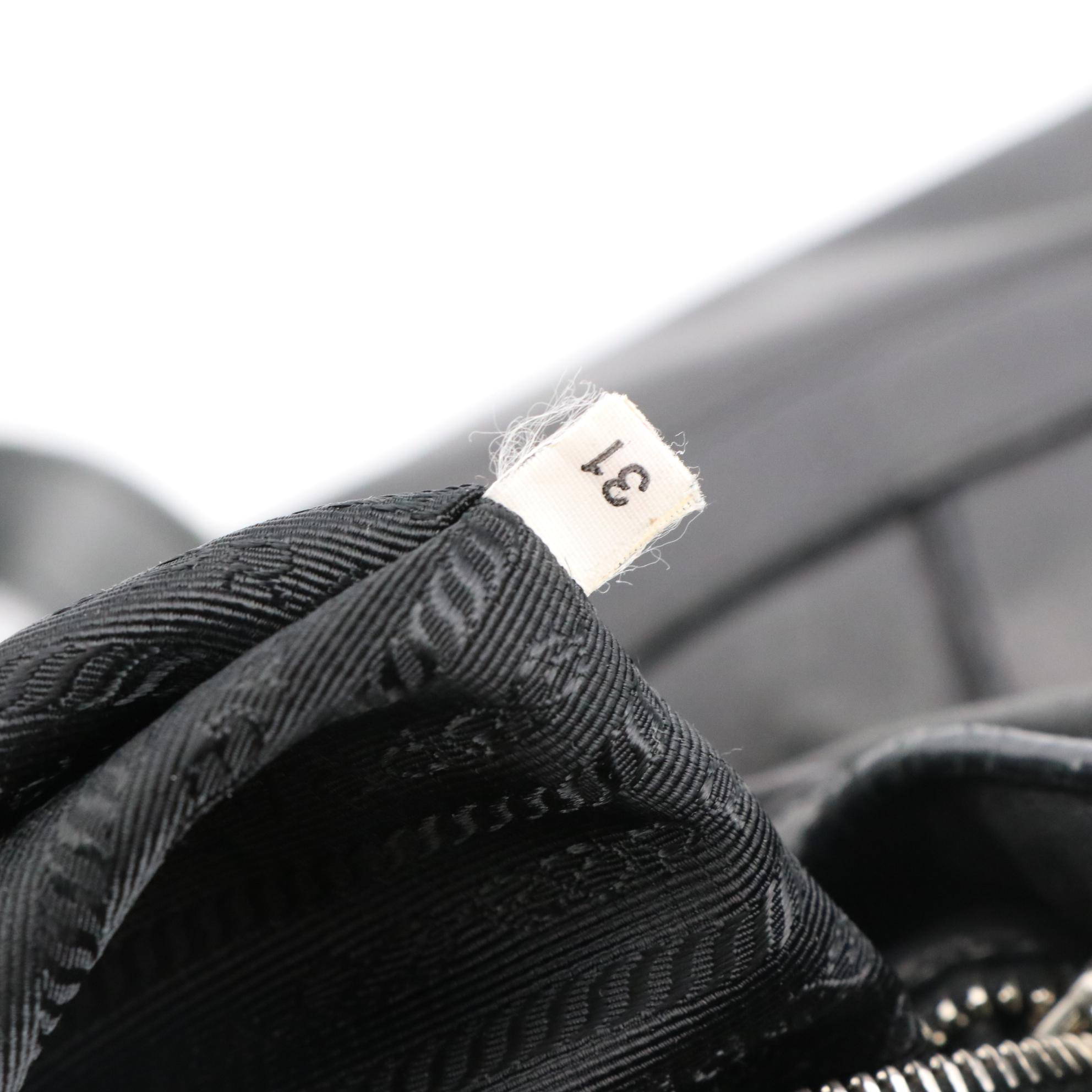 Prada Two-Way Tote Bag in Black Lambskin Leather