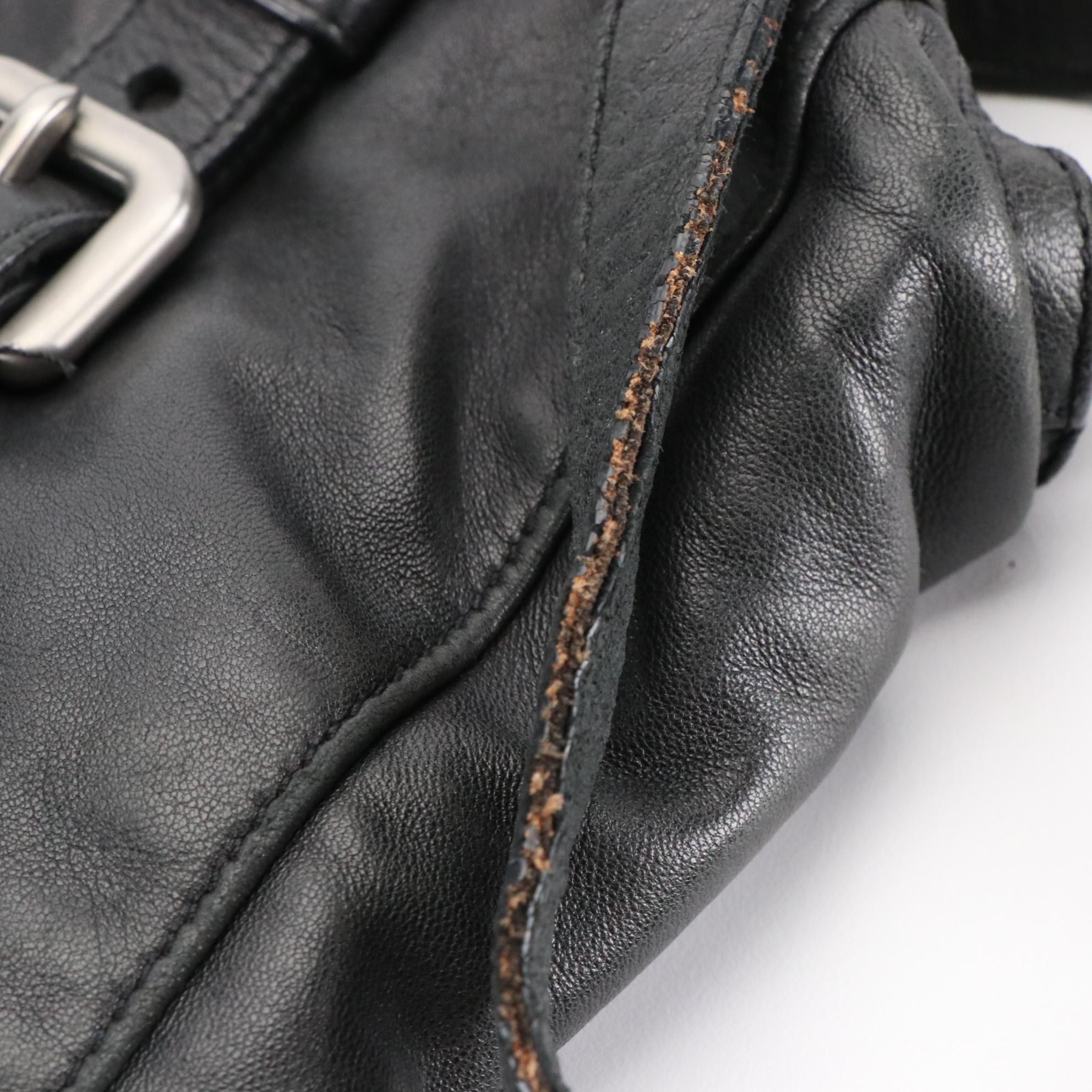 Prada Two-Way Tote Bag in Black Lambskin Leather