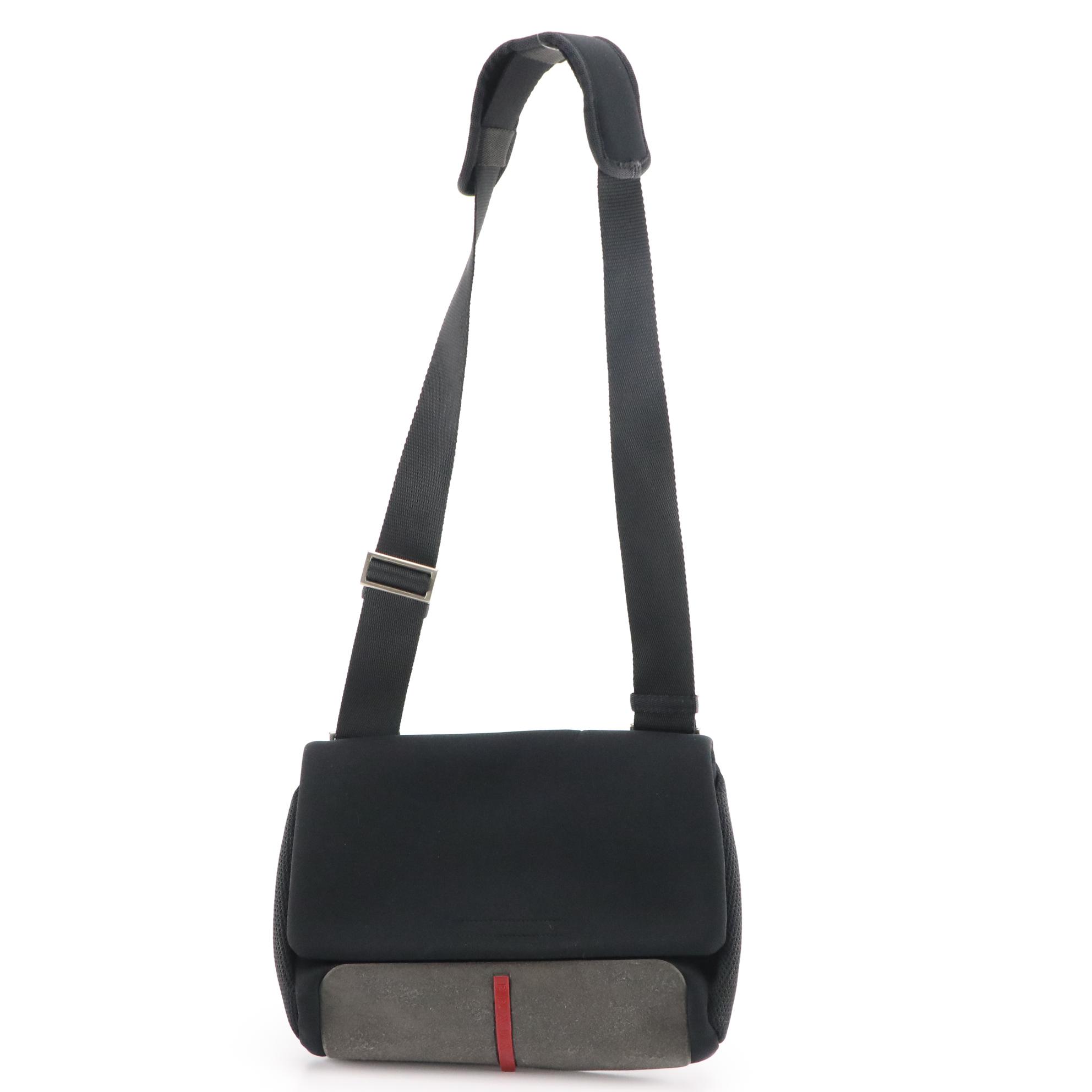Prada Sport Line Shoulder Bag in Black Neoprene and Mesh