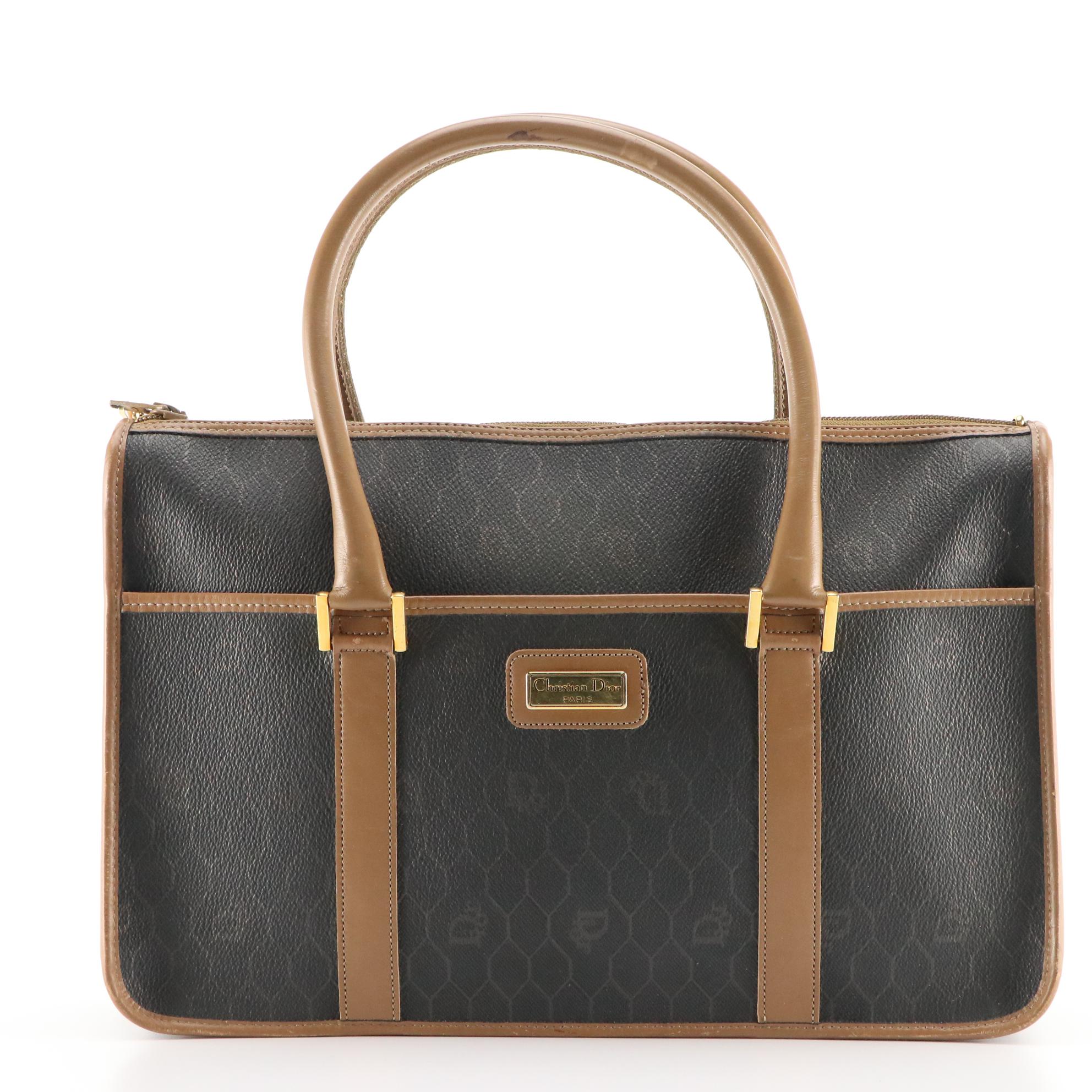 Christian Dior Top Handle Handbag in Honeycomb Coated Canvas