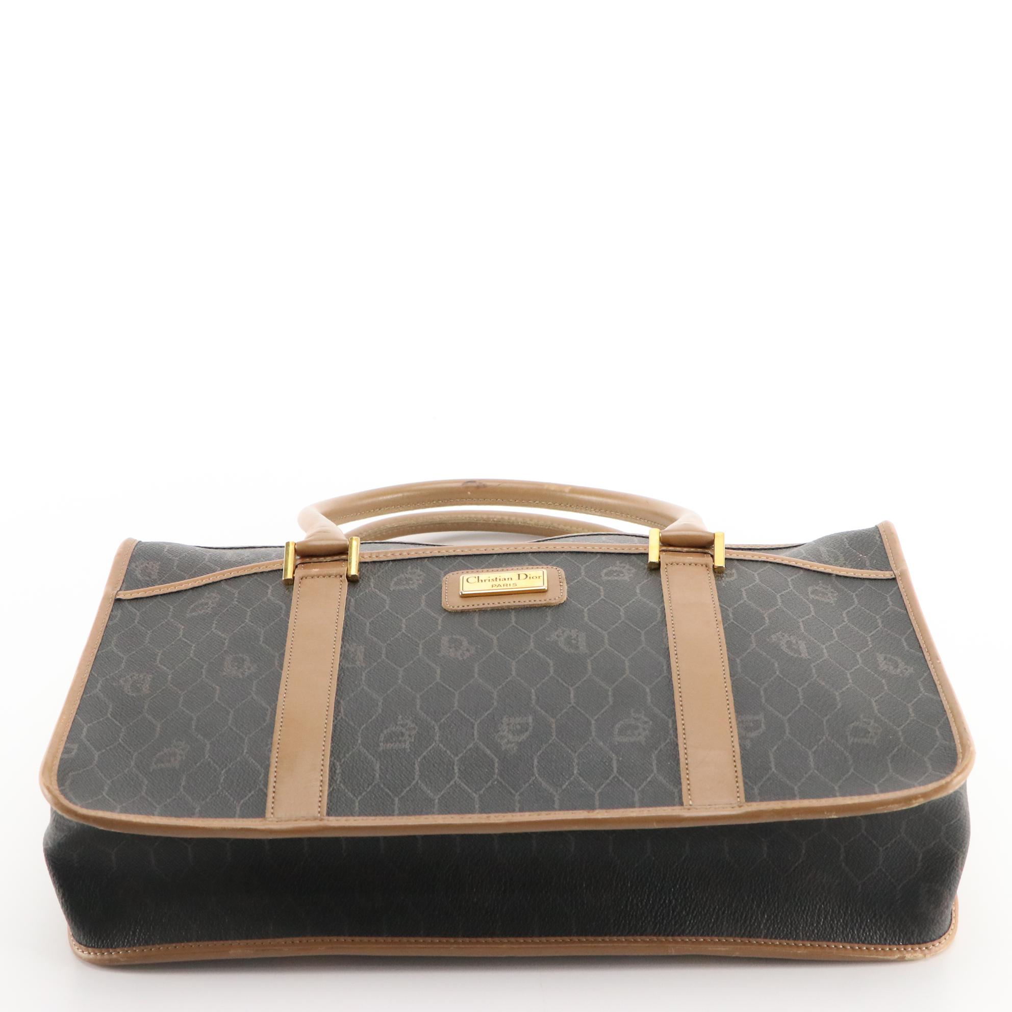 Christian Dior Top Handle Handbag in Honeycomb Coated Canvas
