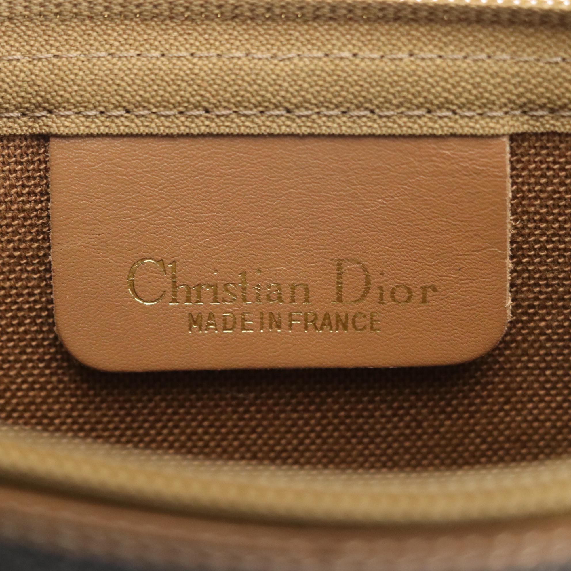 Christian Dior Top Handle Handbag in Honeycomb Coated Canvas