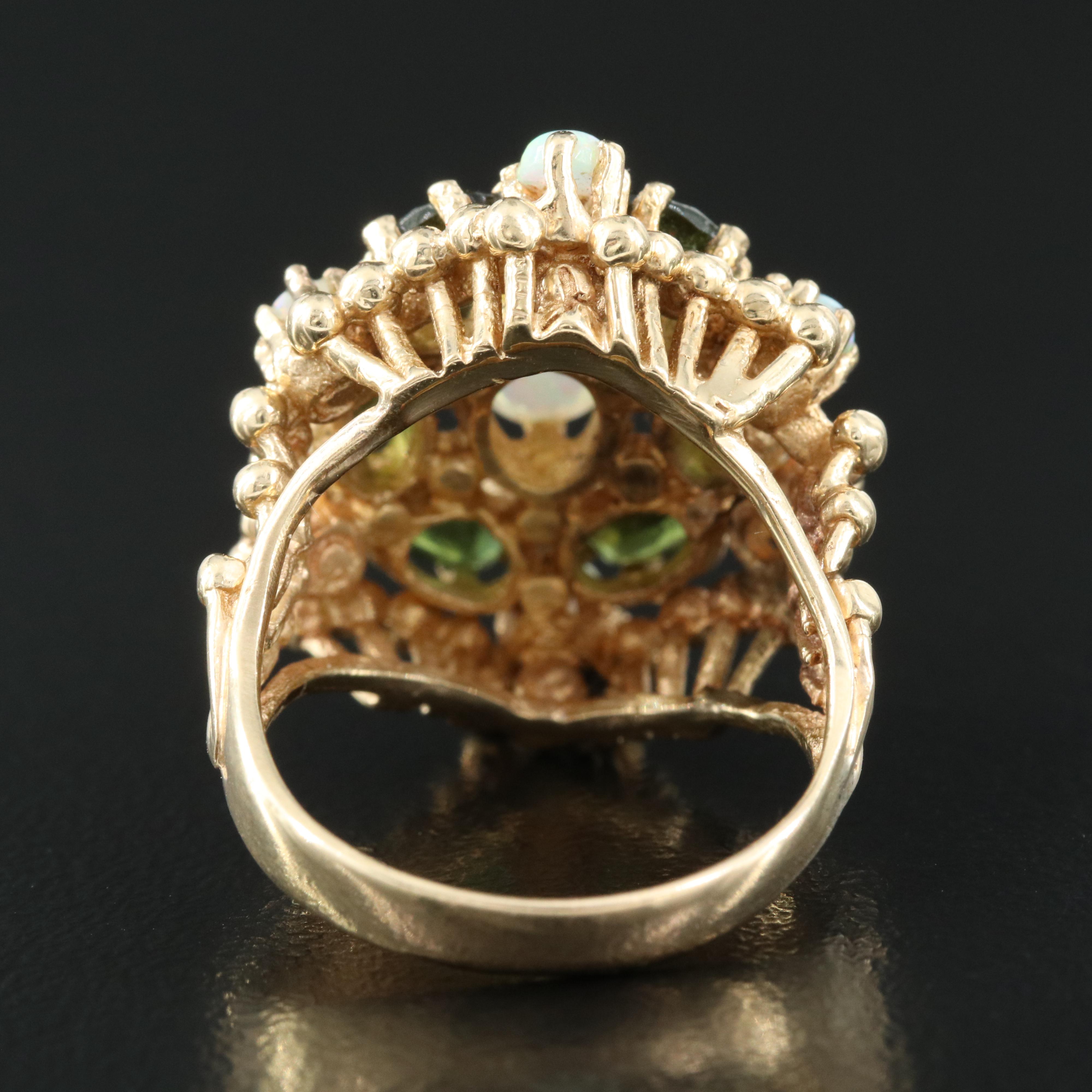 14K Opal and Tourmaline Ring