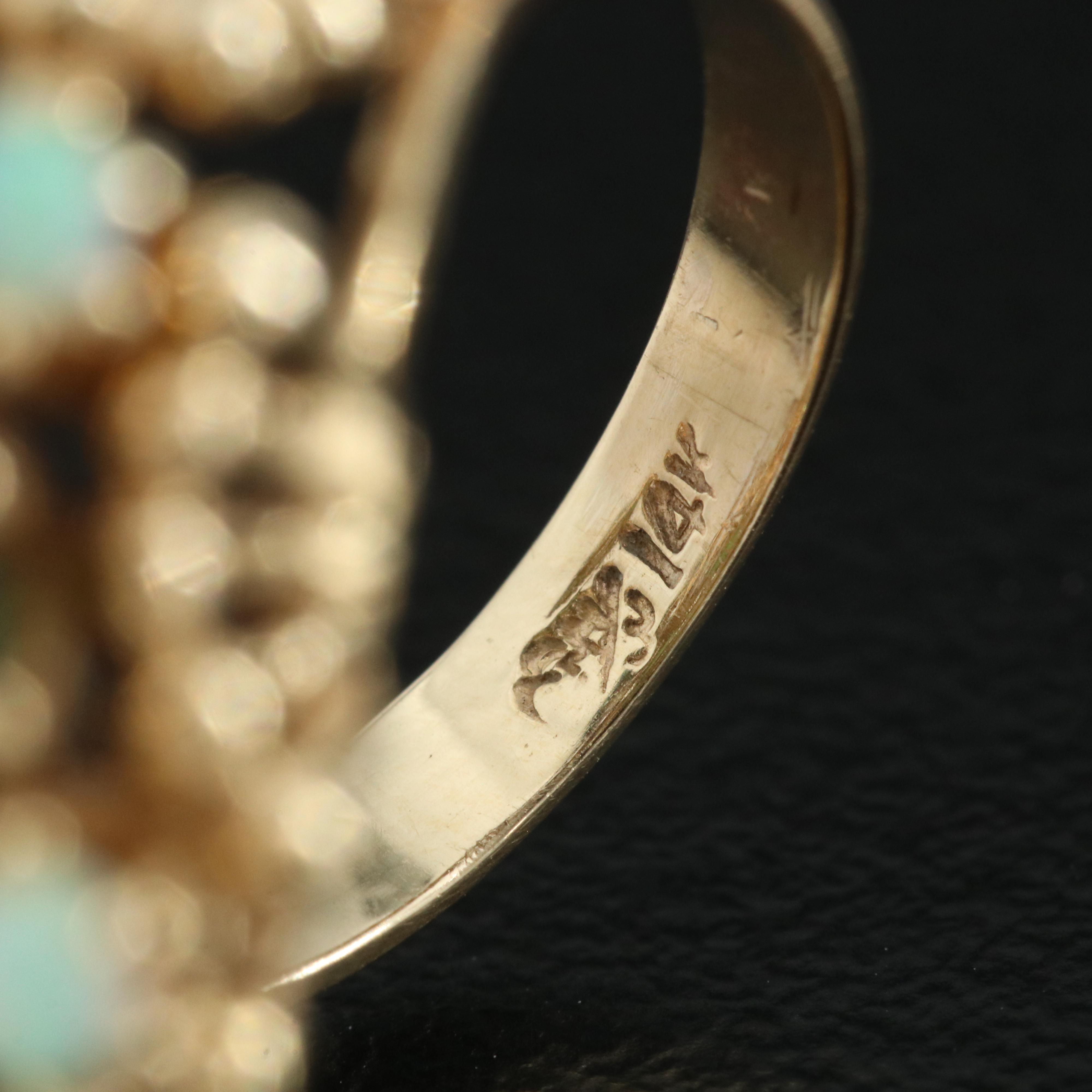 14K Opal and Tourmaline Ring