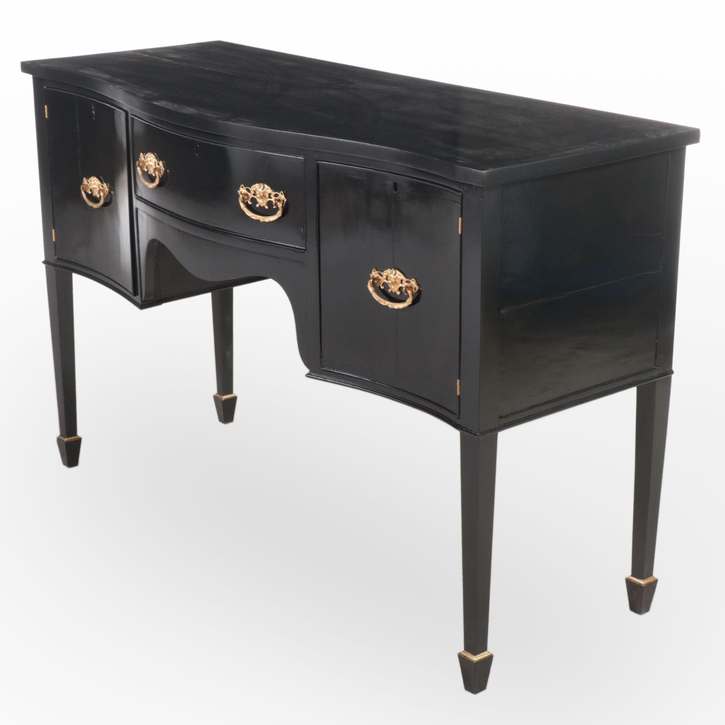 Hepplewhite Style Ebonized and Parcle Gilt Wooden Buffet