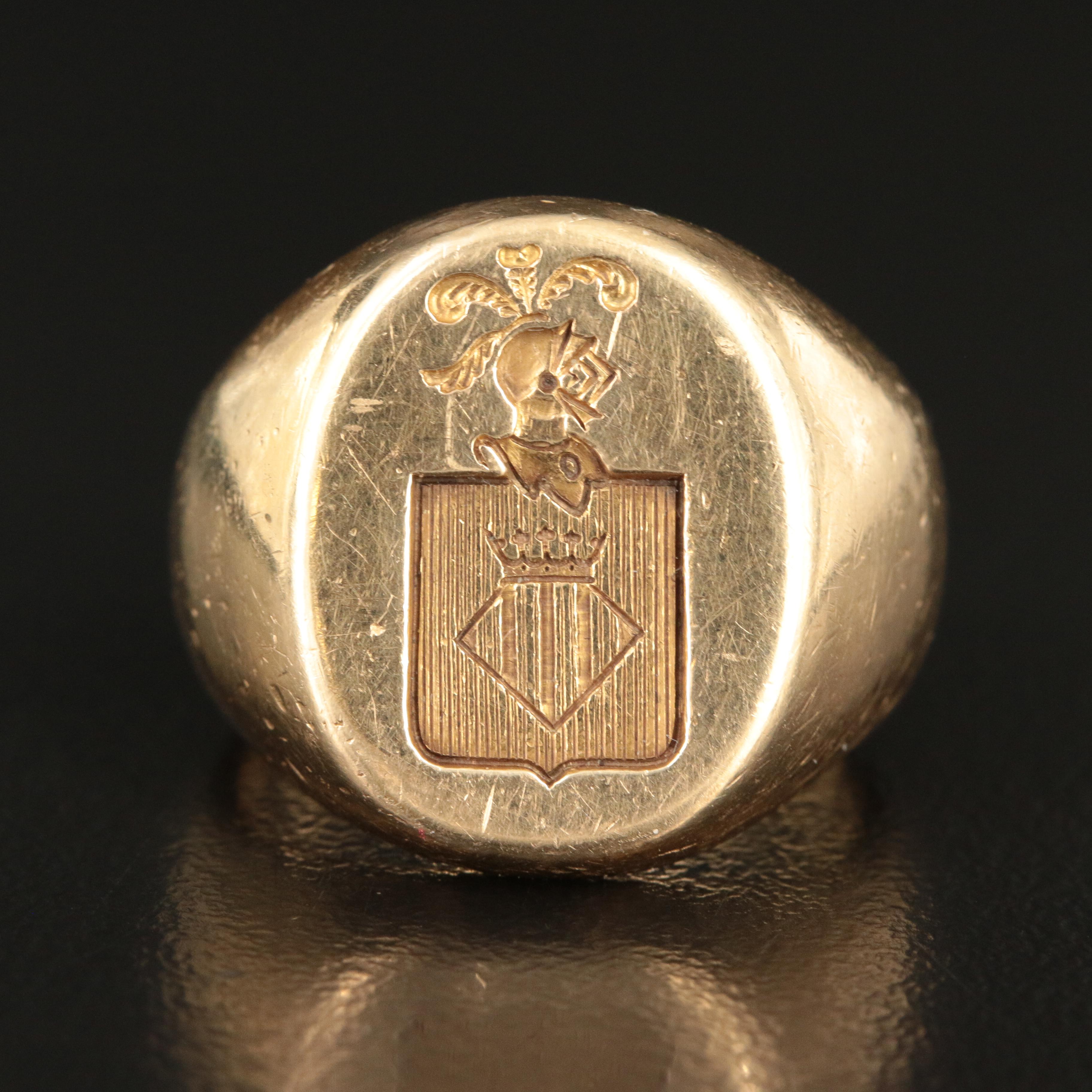Vintage Tiffany & Co. 14K Signet Ring with Crest