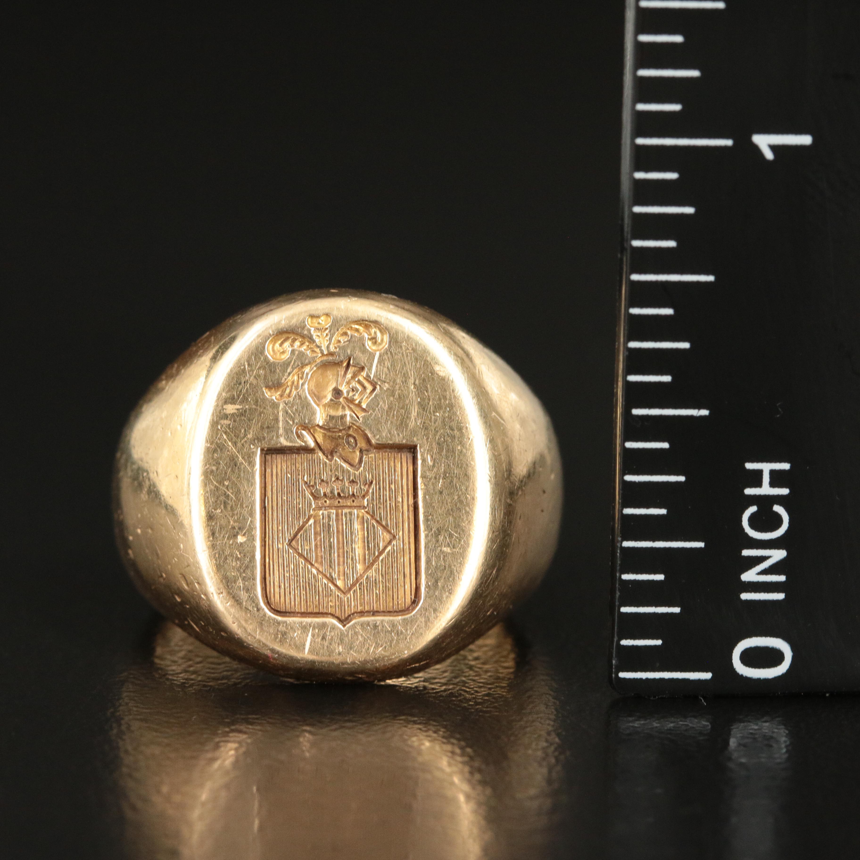 Vintage Tiffany & Co. 14K Signet Ring with Crest