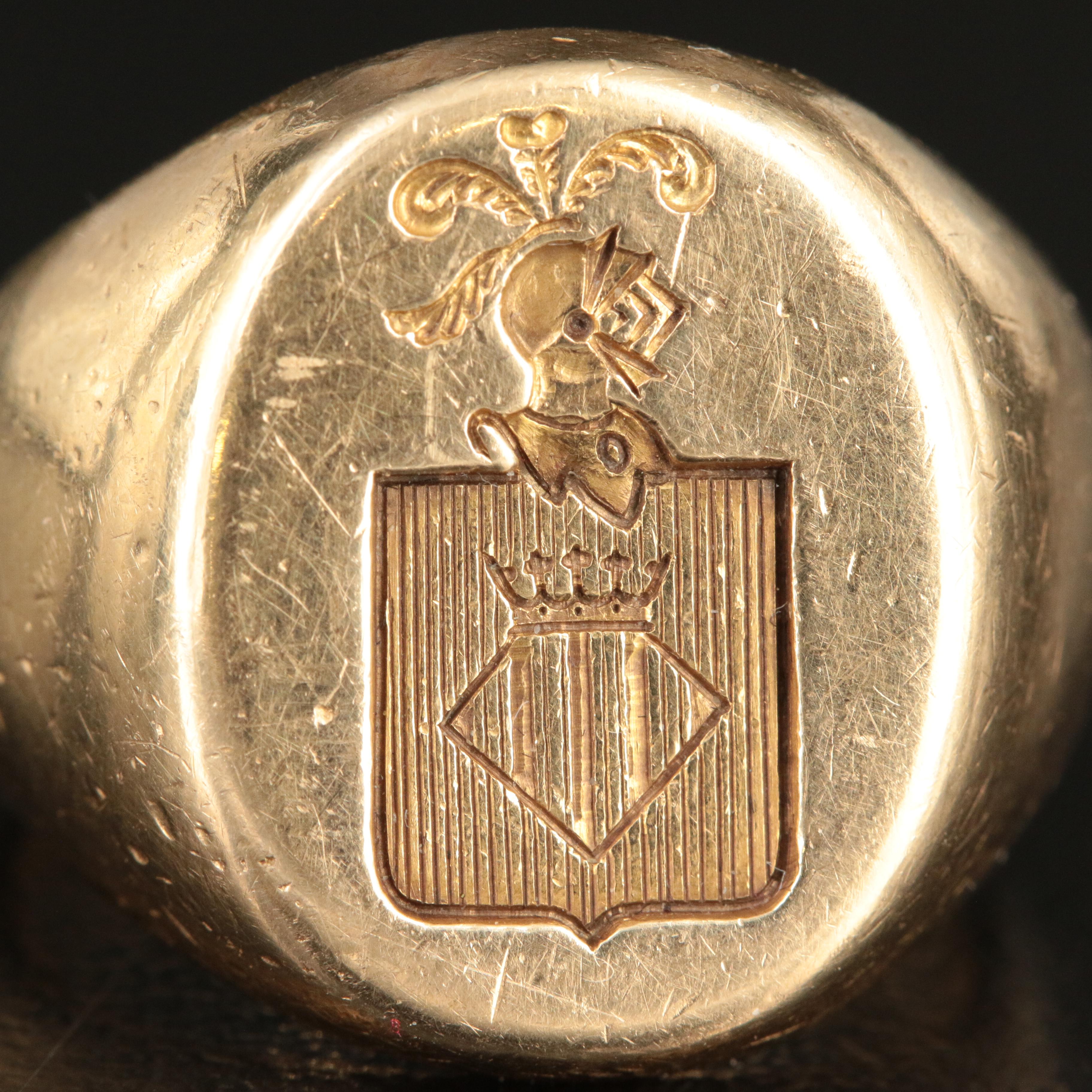 Vintage Tiffany & Co. 14K Signet Ring with Crest