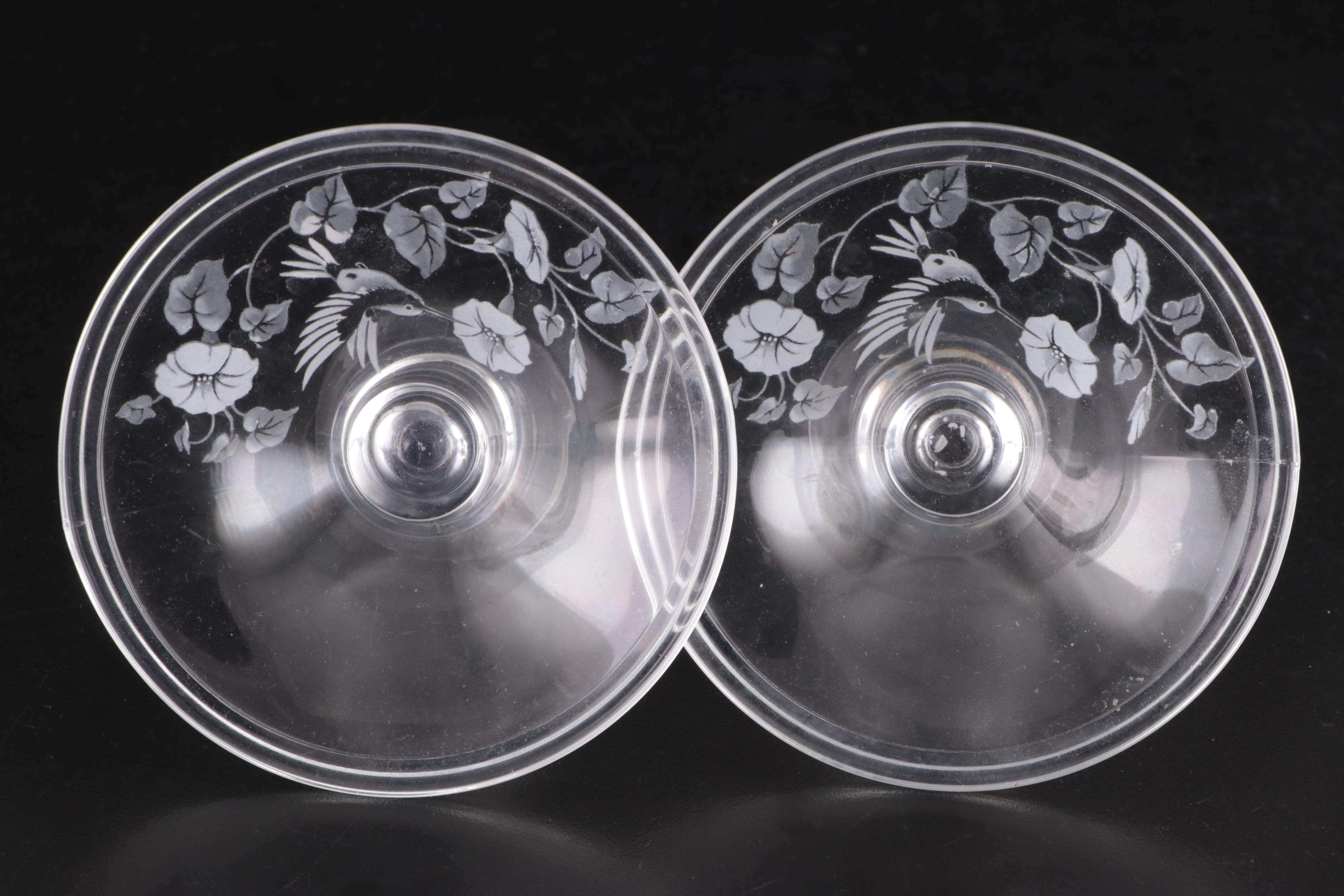 Etched Glass Pitcher, Flared Wine Glasses, and More