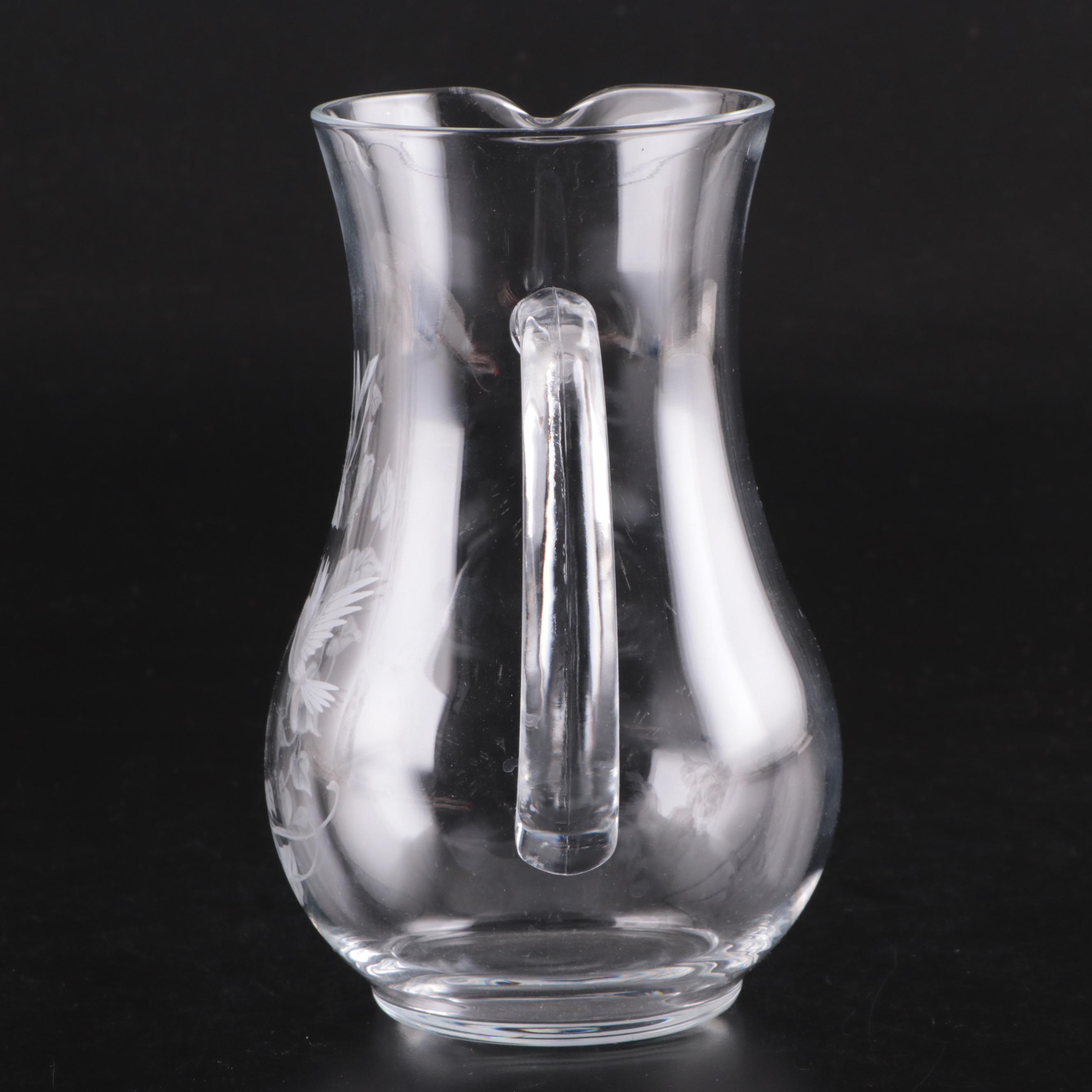 Etched Glass Pitcher, Flared Wine Glasses, and More