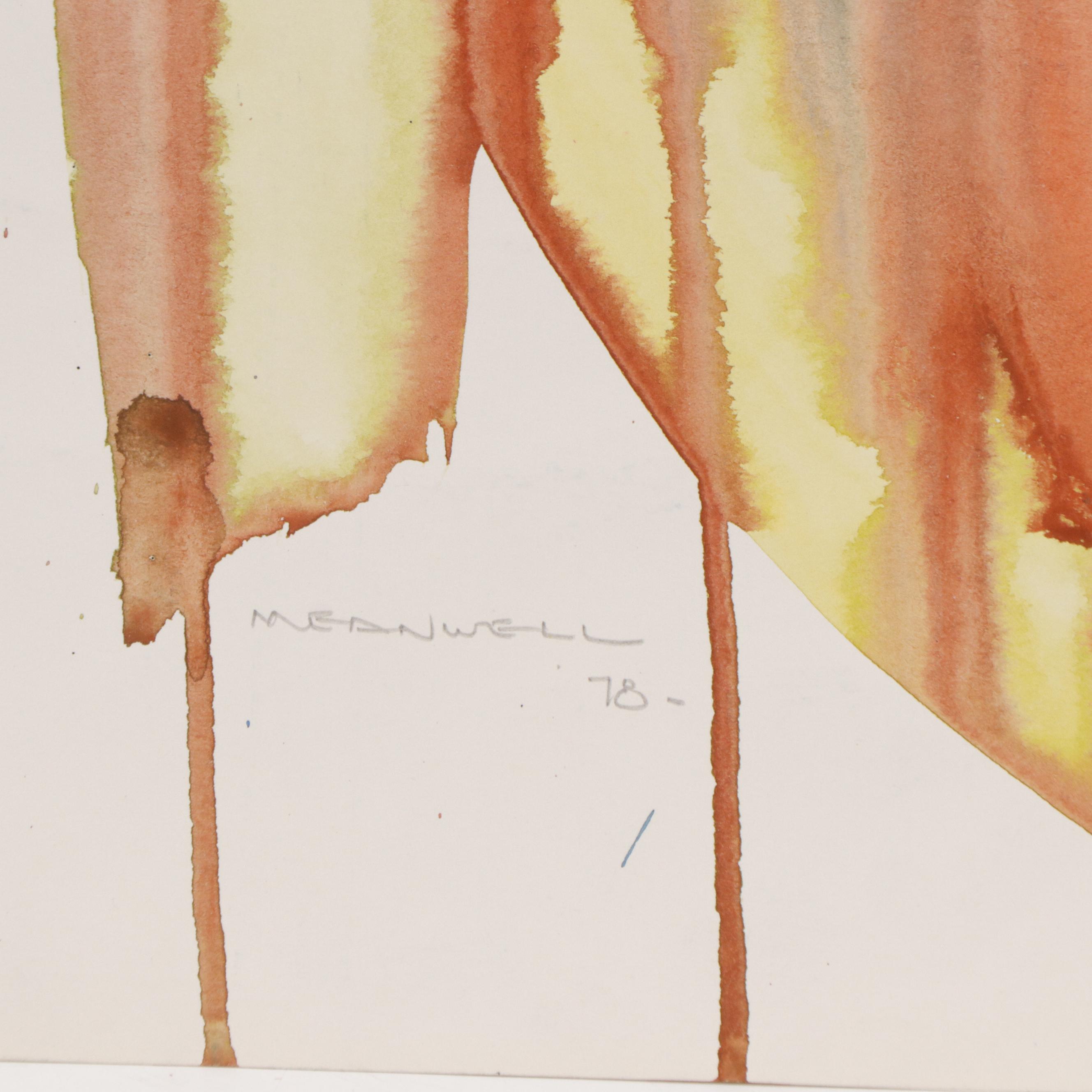 Jack Meanwell Abstract Modern Watercolor Painting, 1978