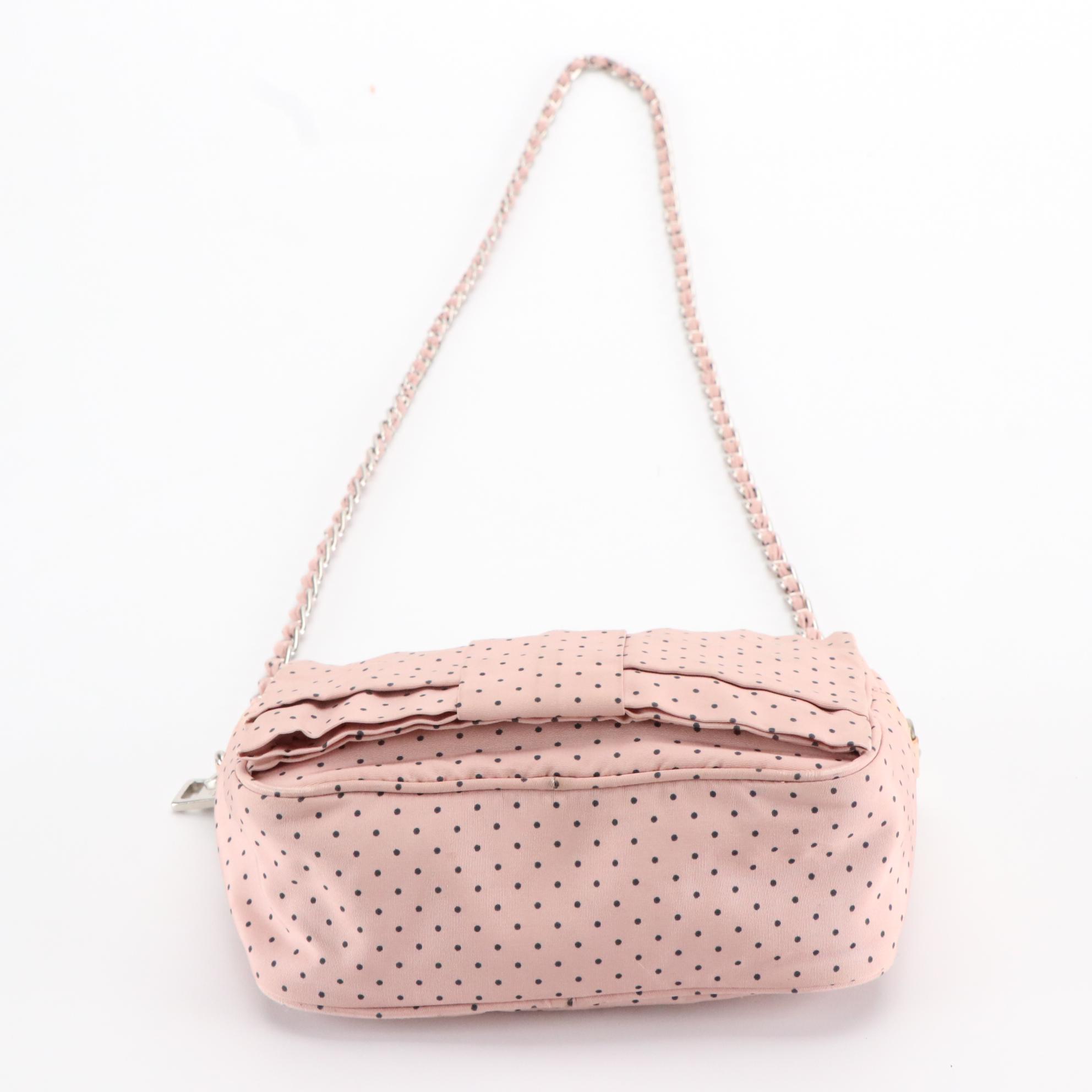 Prada Polka Dot Nylon Crossbody with Interwoven Chain Strap