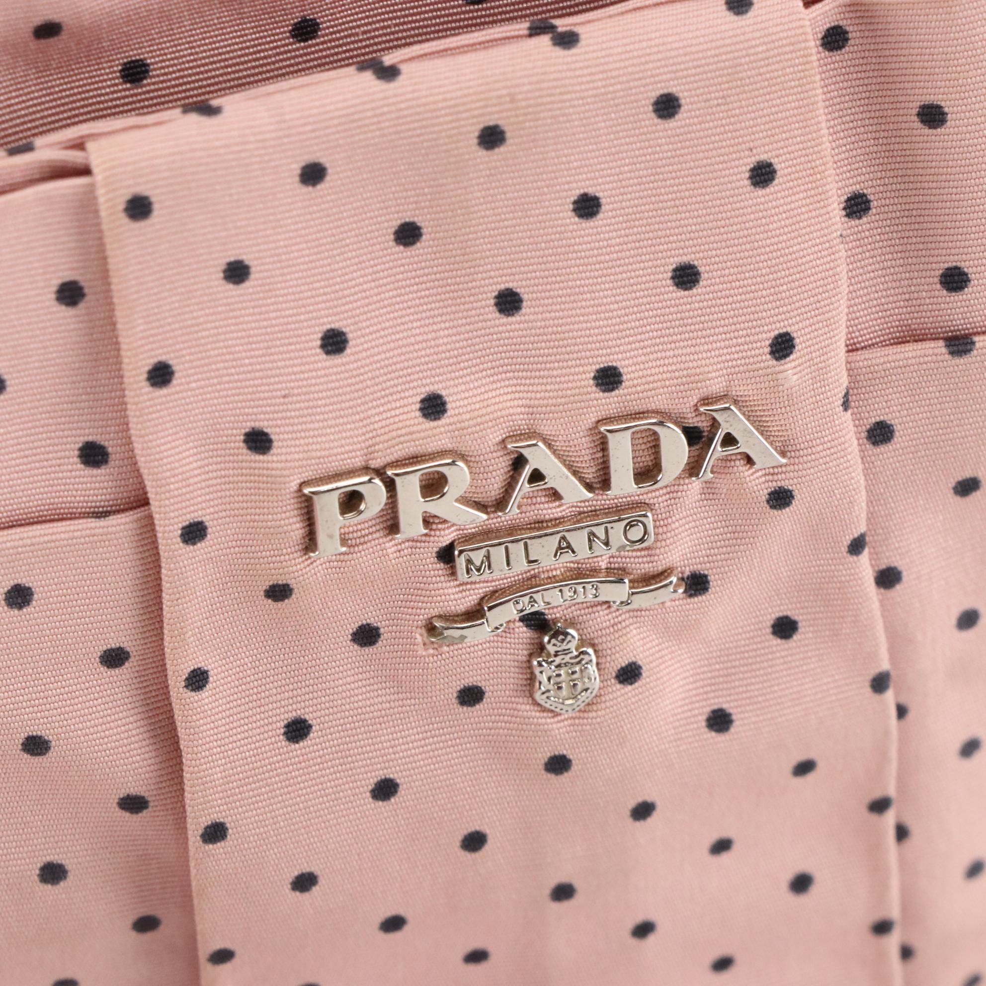 Prada Polka Dot Nylon Crossbody with Interwoven Chain Strap