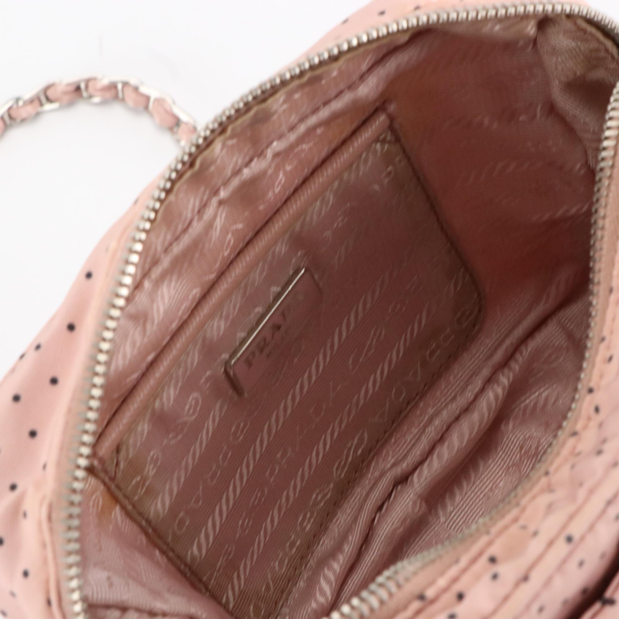 Prada Polka Dot Nylon Crossbody with Interwoven Chain Strap