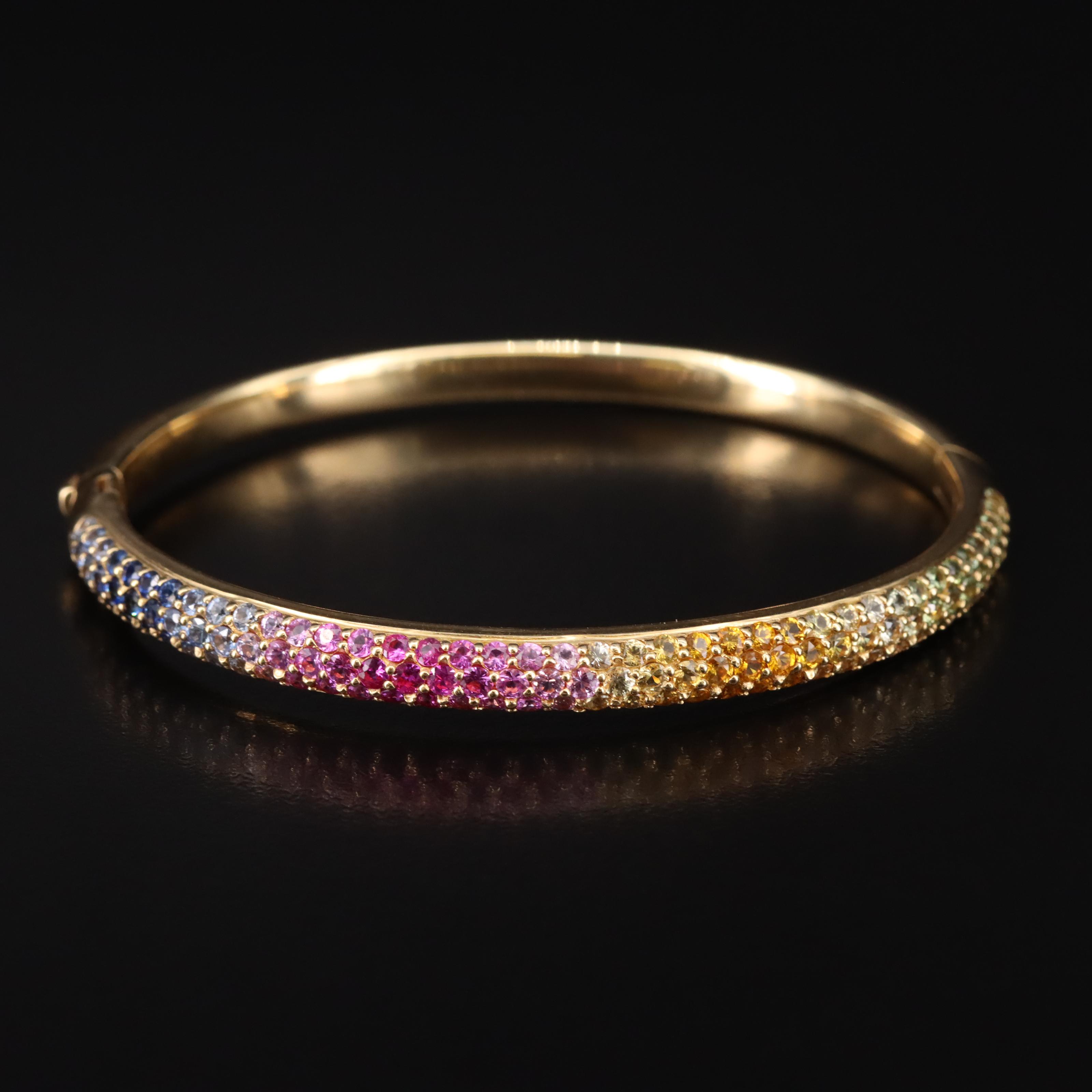 18K Sapphire Hinged Bangle
