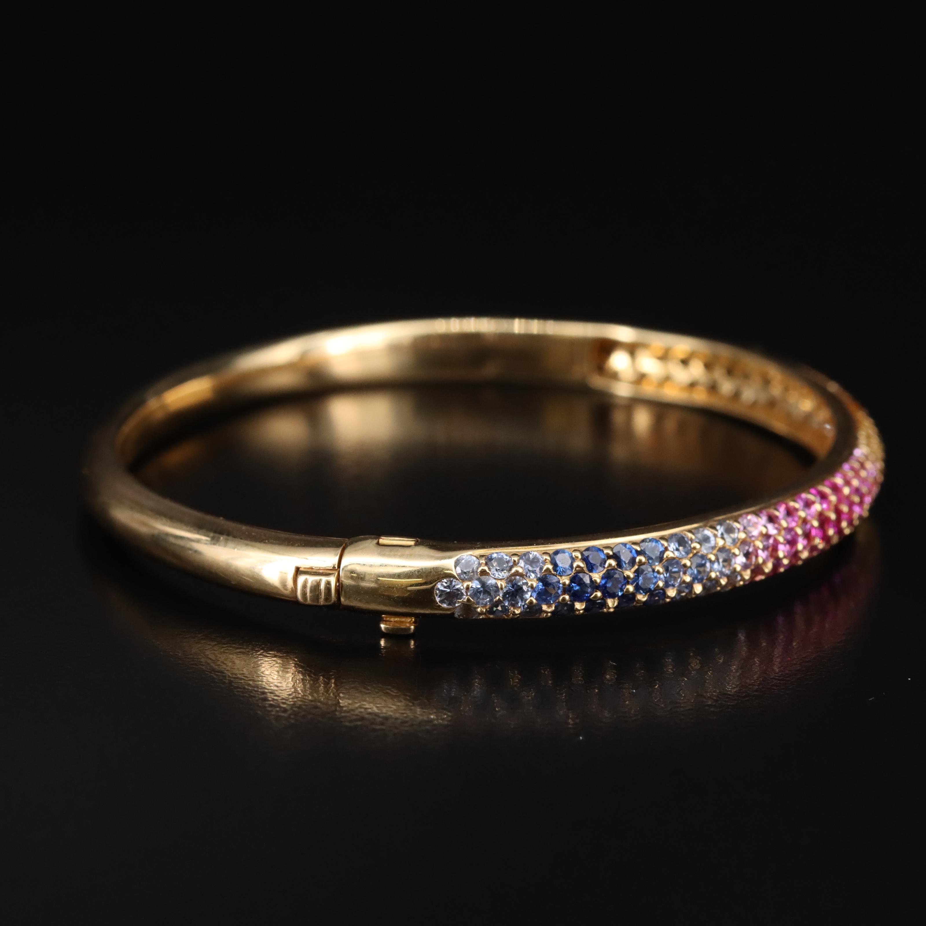 18K Sapphire Hinged Bangle