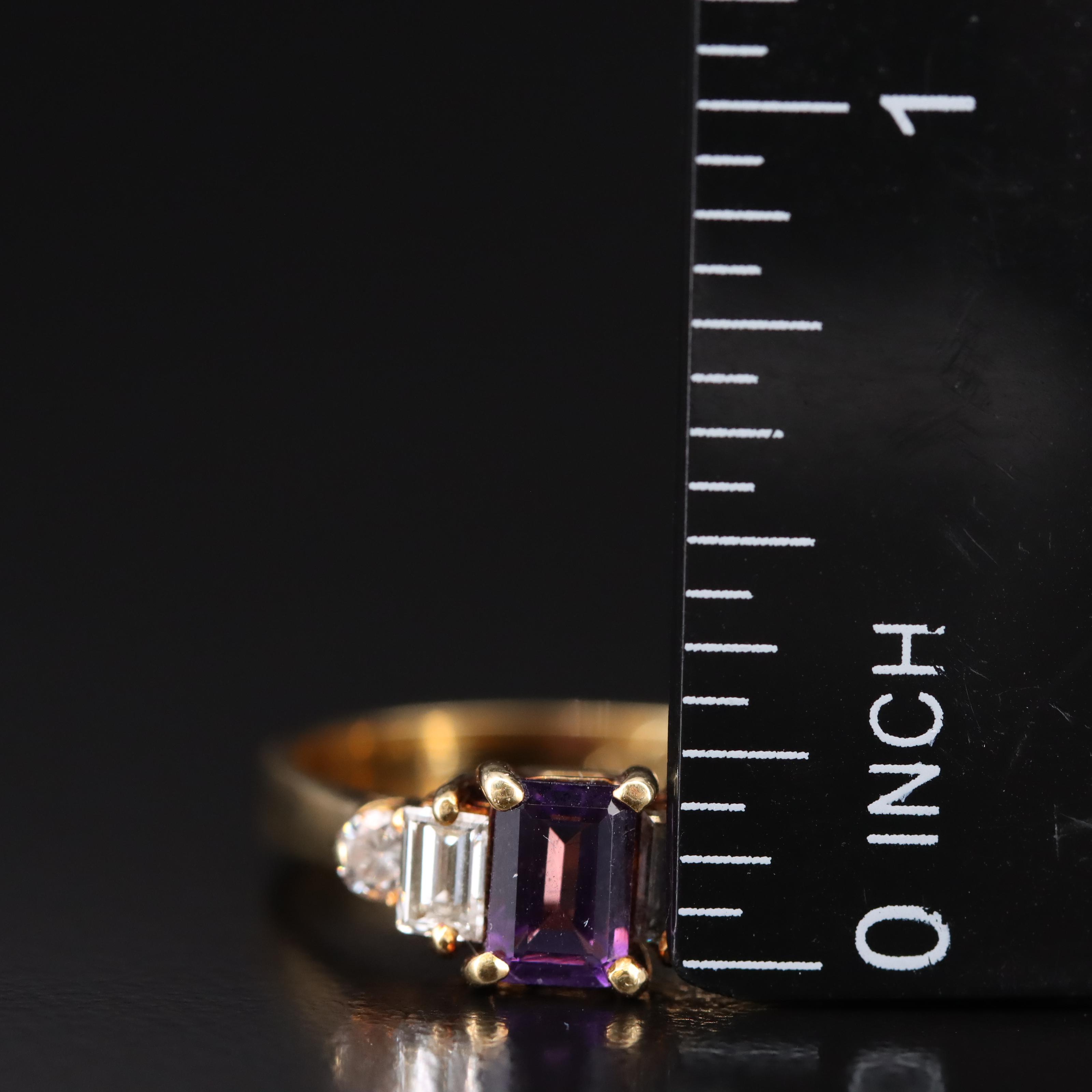 18K Amethyst and Diamond Ring
