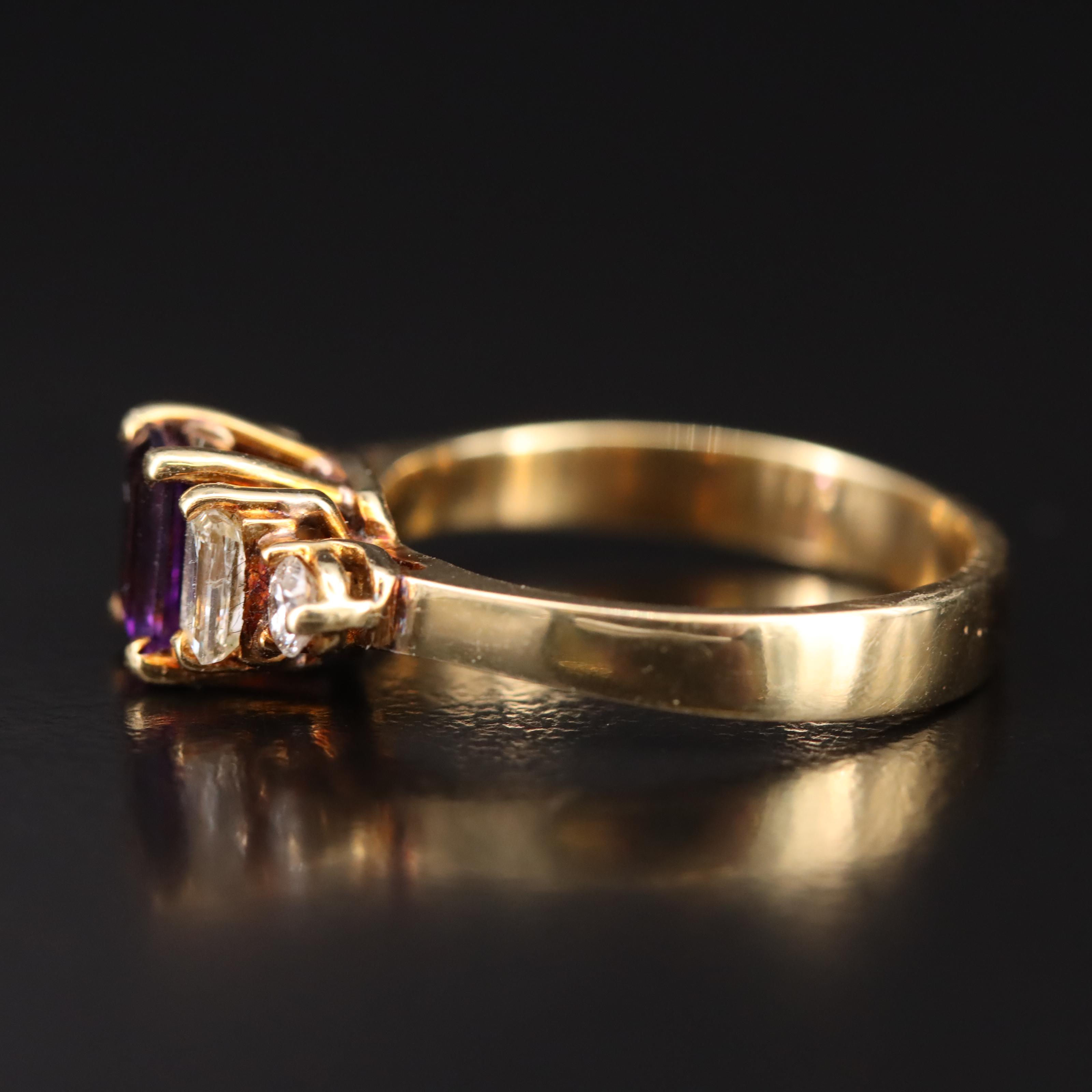 18K Amethyst and Diamond Ring