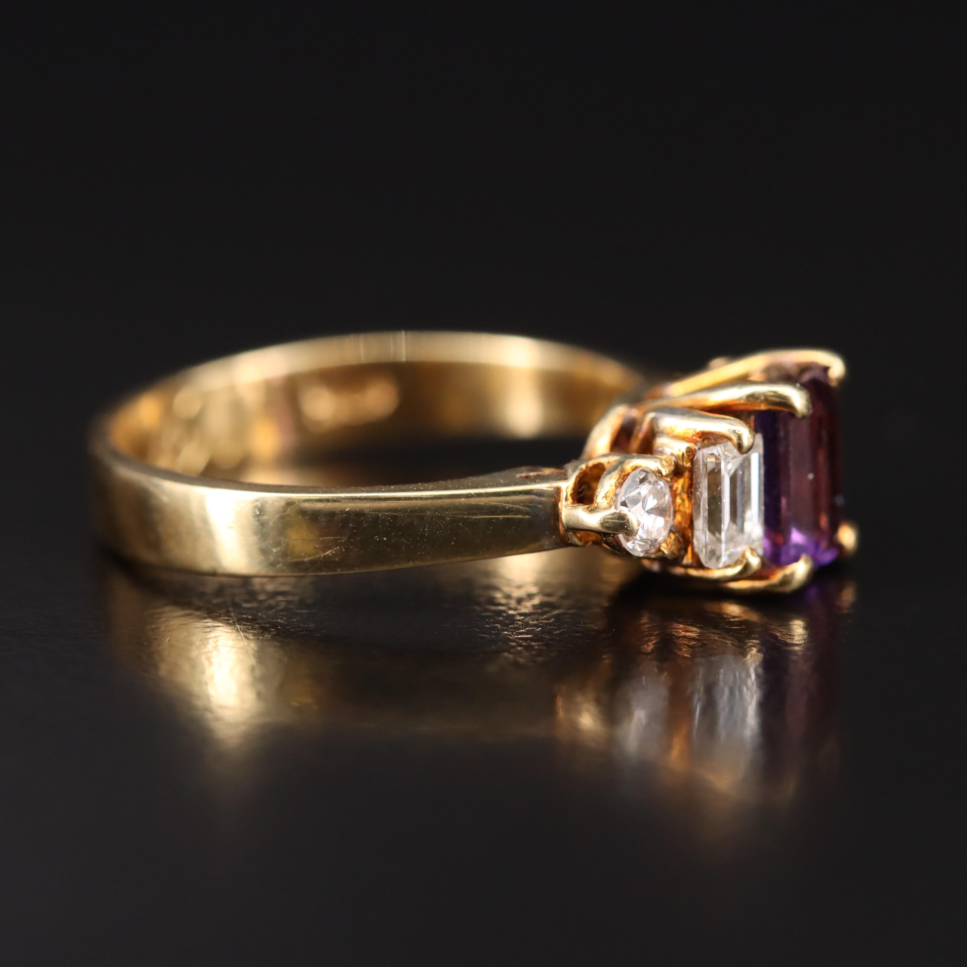 18K Amethyst and Diamond Ring