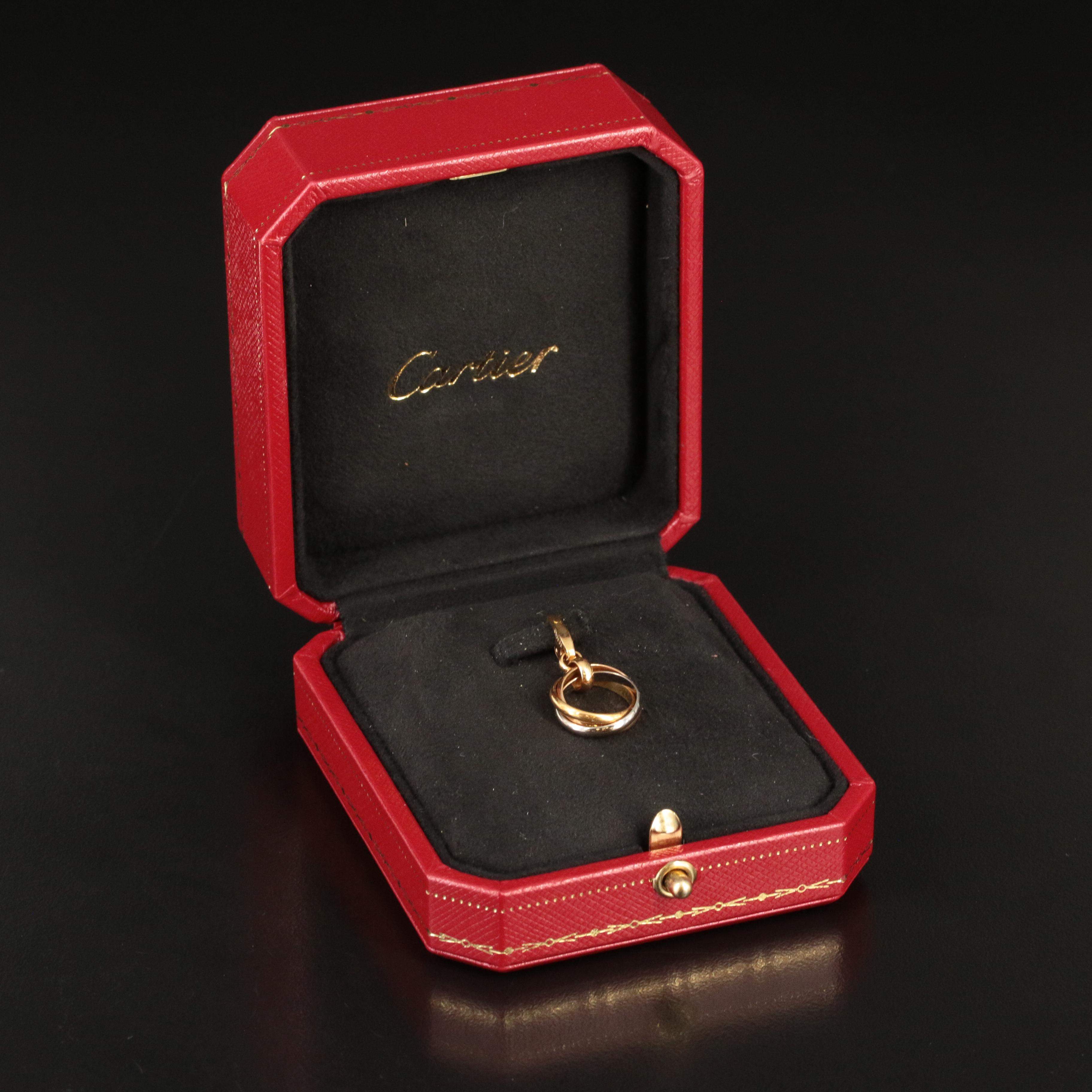 Cartier "Trinity" 18K Tri-Color Gold Clip On Pendant