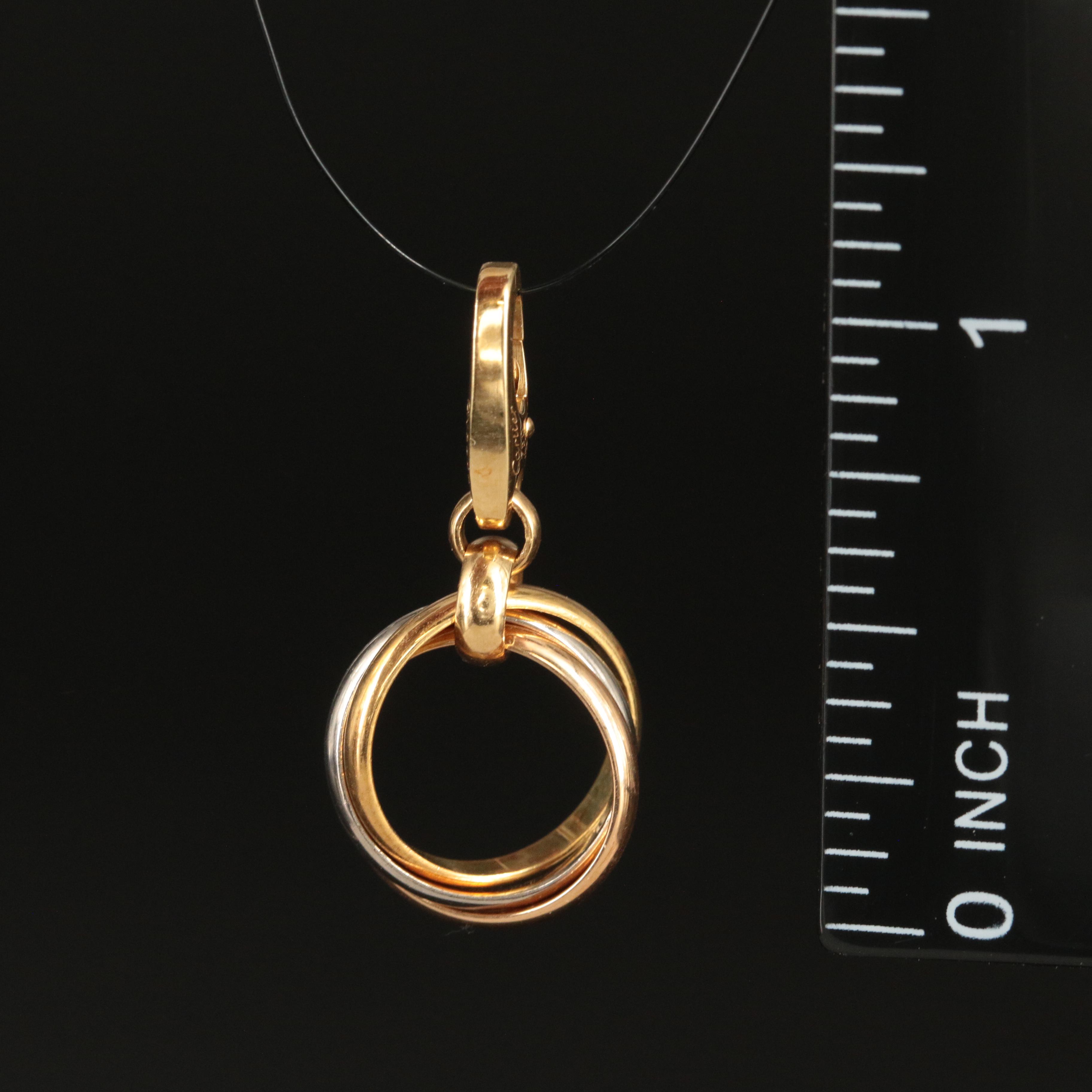 Cartier "Trinity" 18K Tri-Color Gold Clip On Pendant