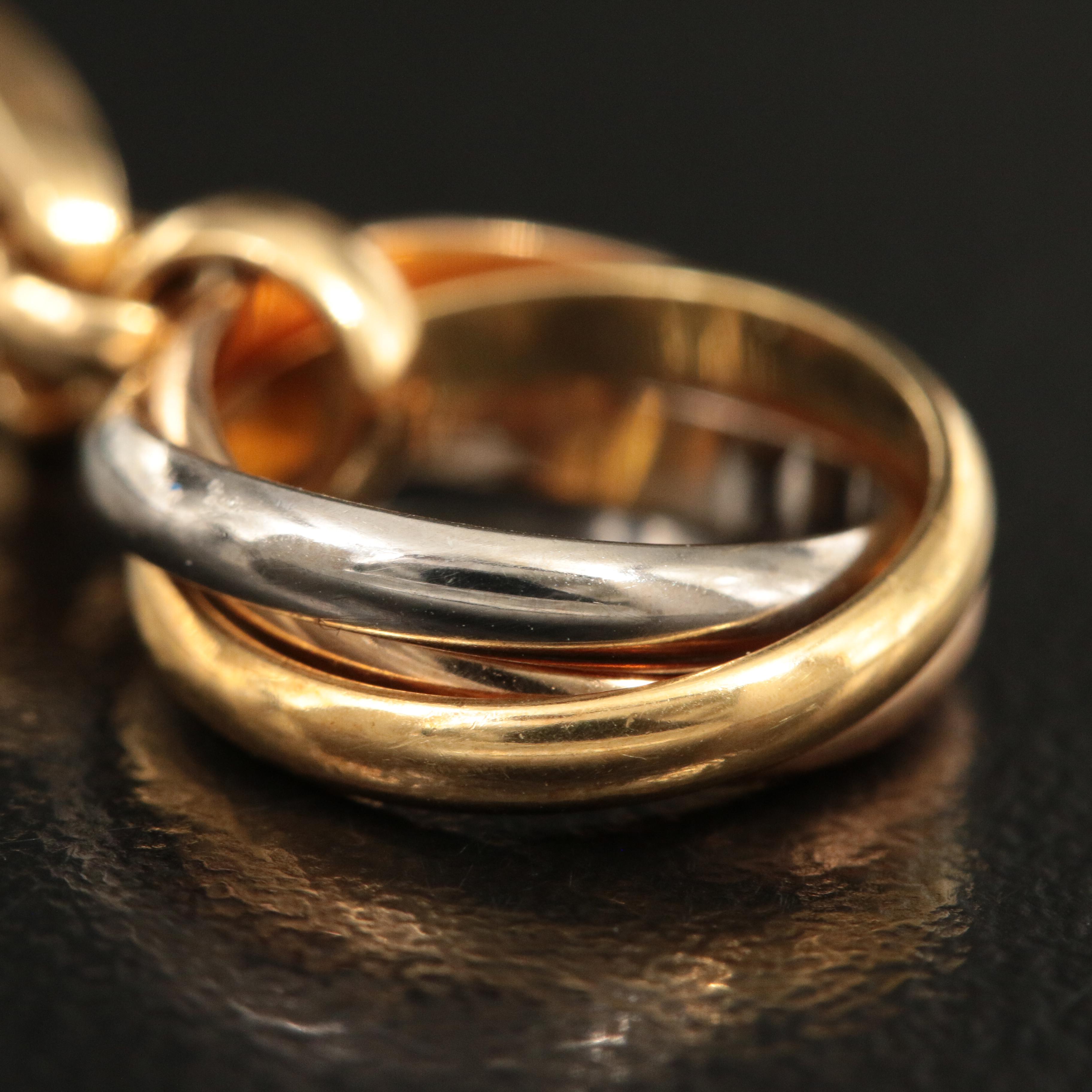 Cartier "Trinity" 18K Tri-Color Gold Clip On Pendant