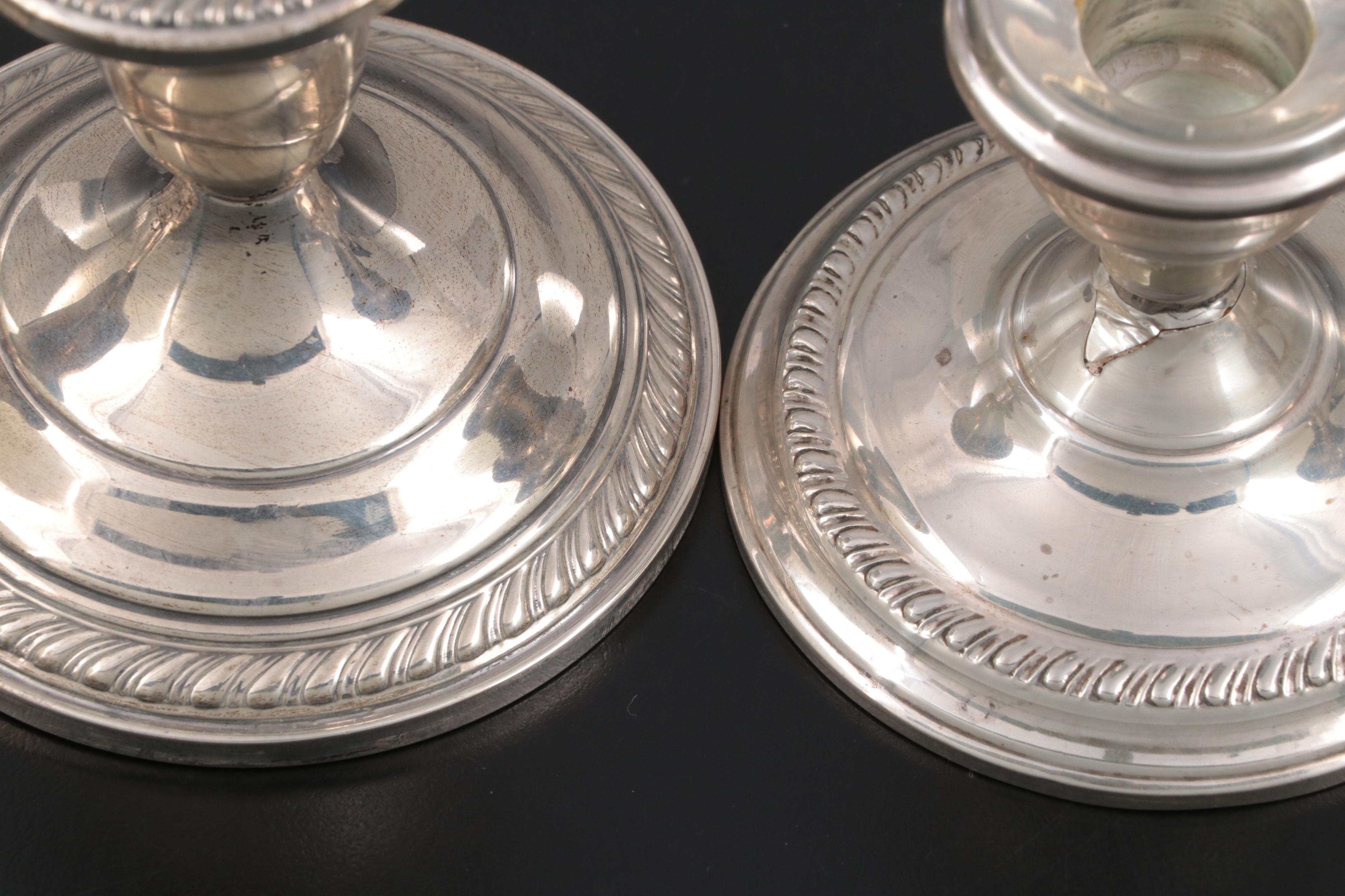 American Sterling Silver Candleholders and Table Accessories