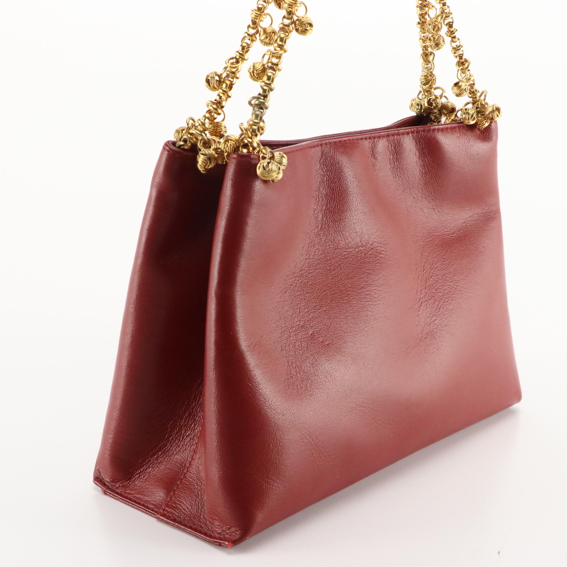 Donna Karan Red Nappa Leather Handbag on Chain