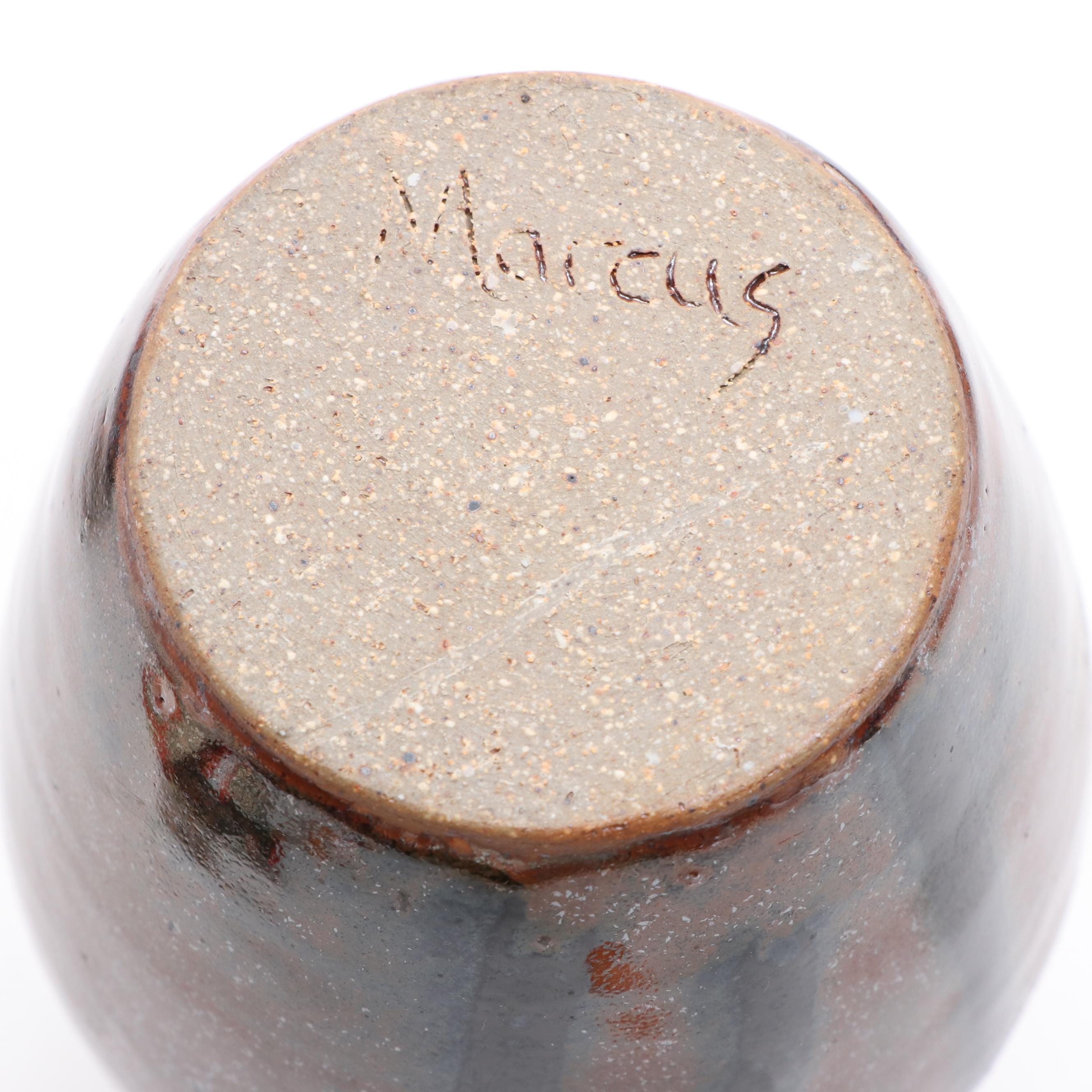 Signed Art Pottery Vase, Boxes and Apple Figurine