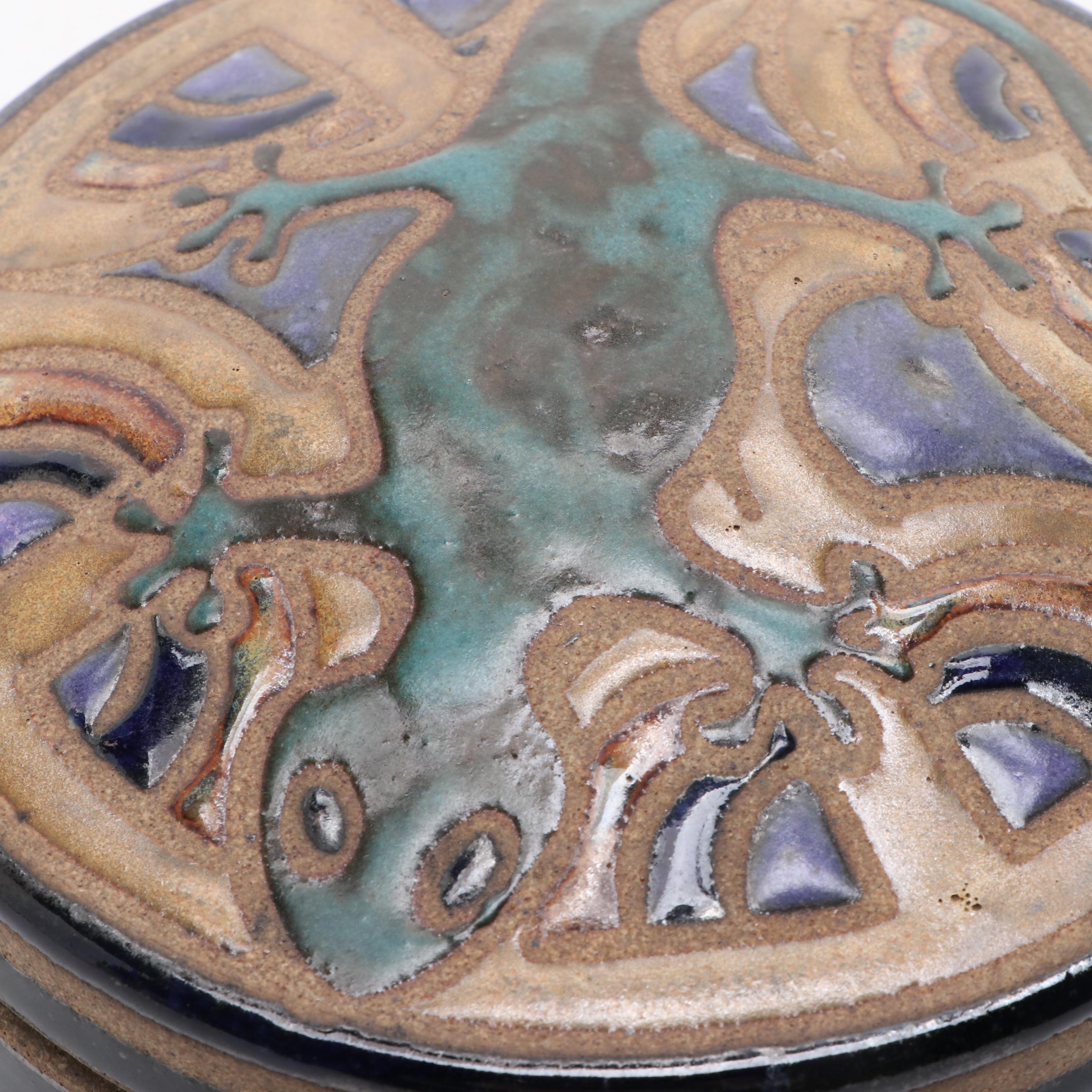 Signed Art Pottery Vase, Boxes and Apple Figurine