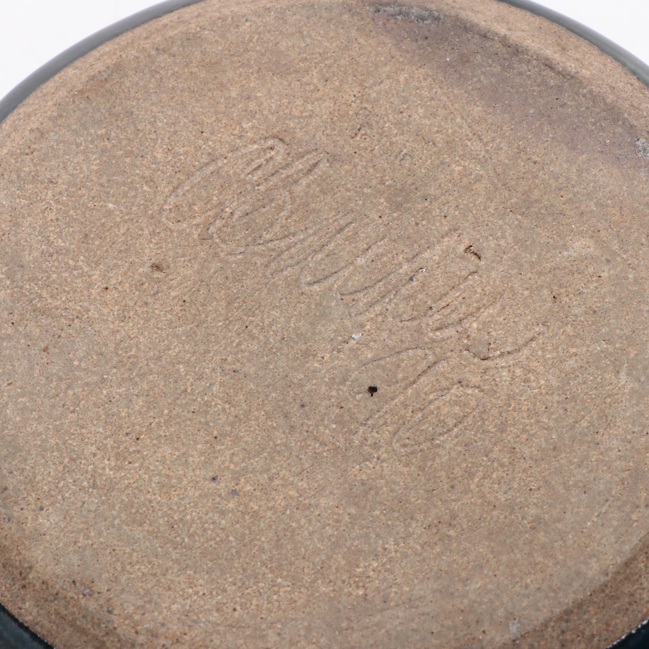 Signed Art Pottery Vase, Boxes and Apple Figurine