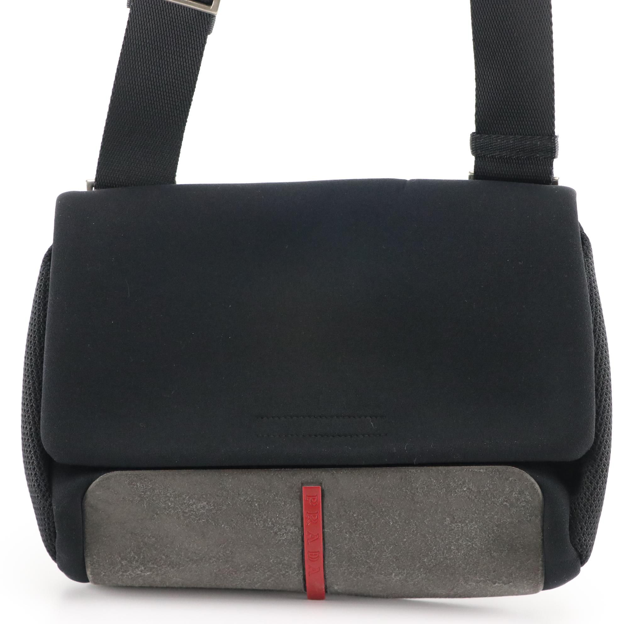 Prada Sport Line Shoulder Bag in Black Neoprene and Mesh
