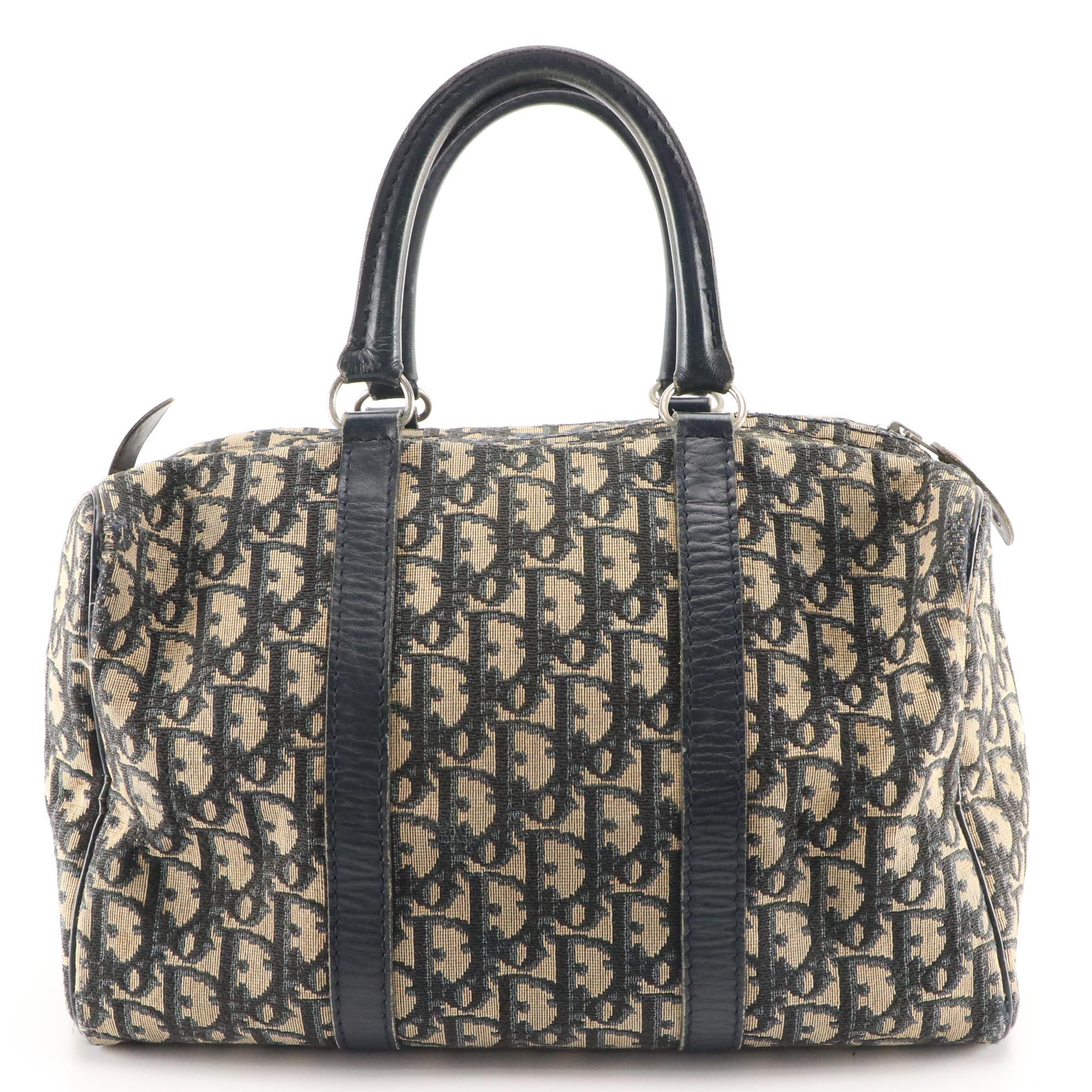 Christian Dior Boston Bag in Dior Oblique Canvas with Leather Trim