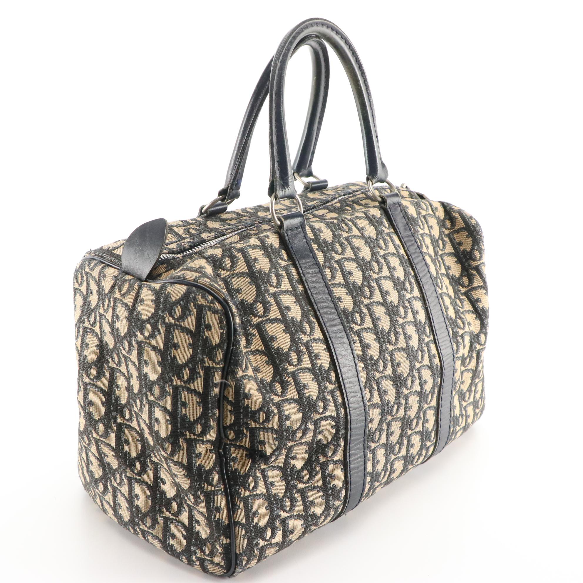 Christian Dior Boston Bag in Dior Oblique Canvas with Leather Trim