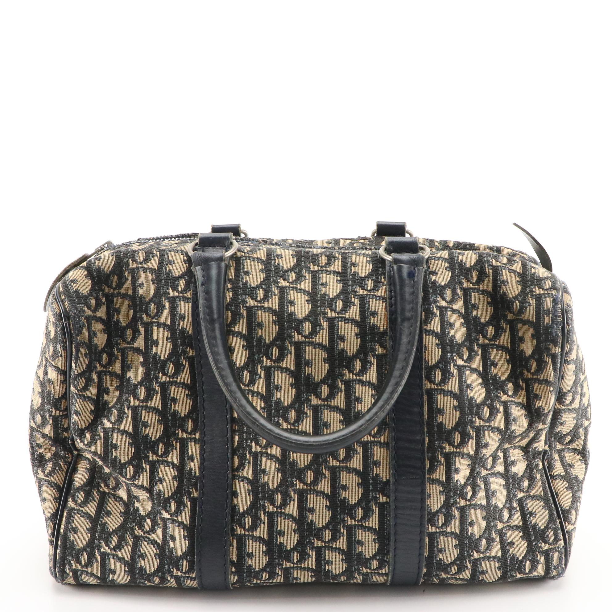 Christian Dior Boston Bag in Dior Oblique Canvas with Leather Trim