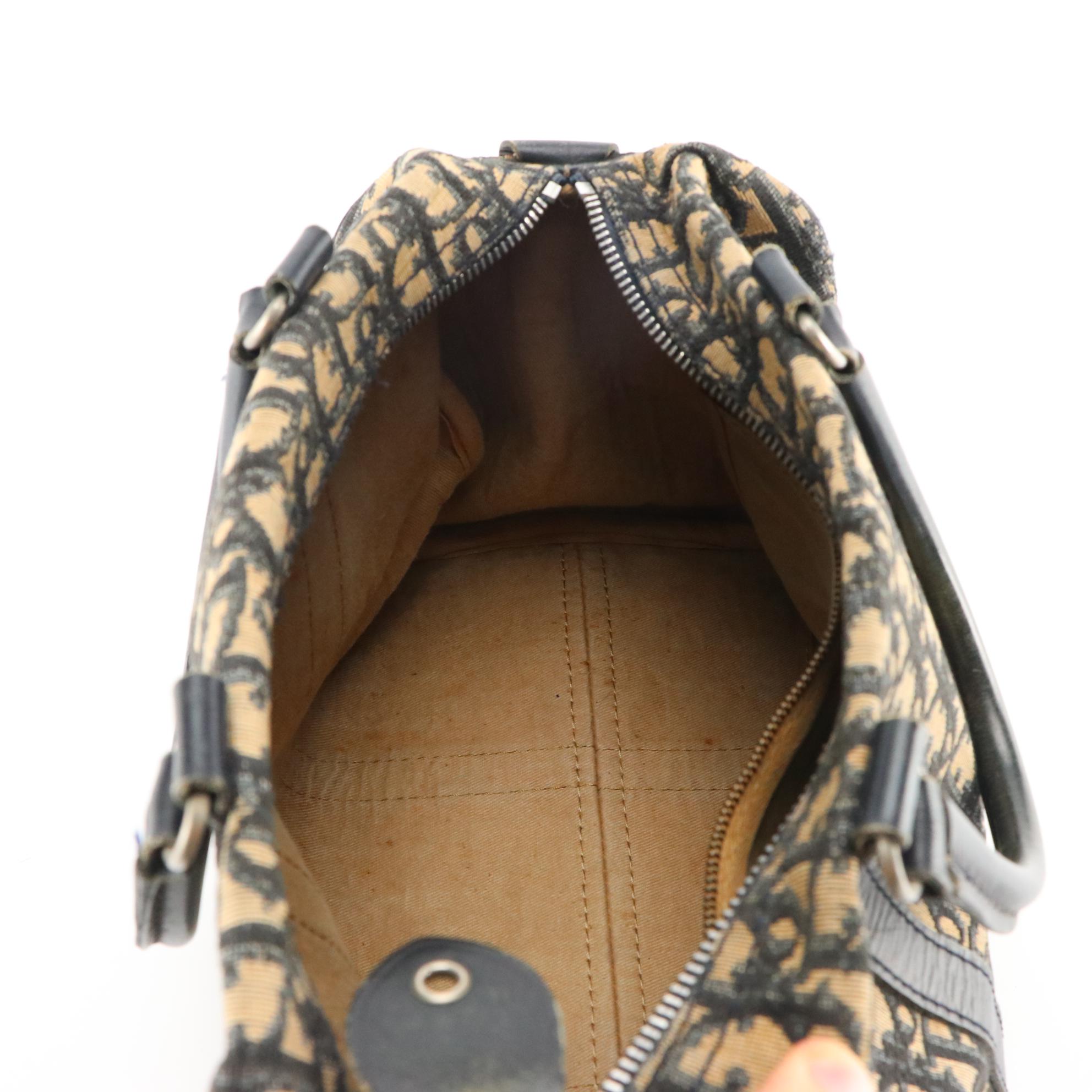 Christian Dior Boston Bag in Dior Oblique Canvas with Leather Trim