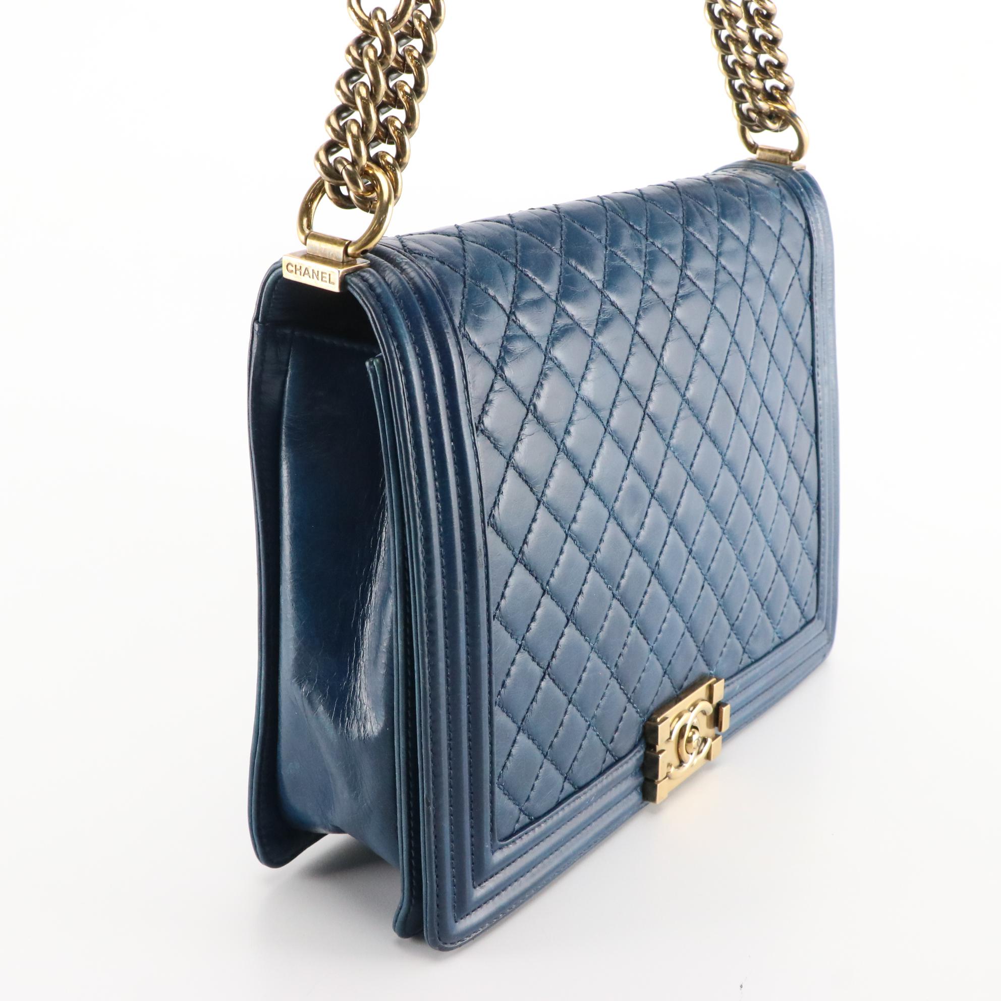 Chanel Boy Large Flap Bag in Crinkle Calfskin Leather