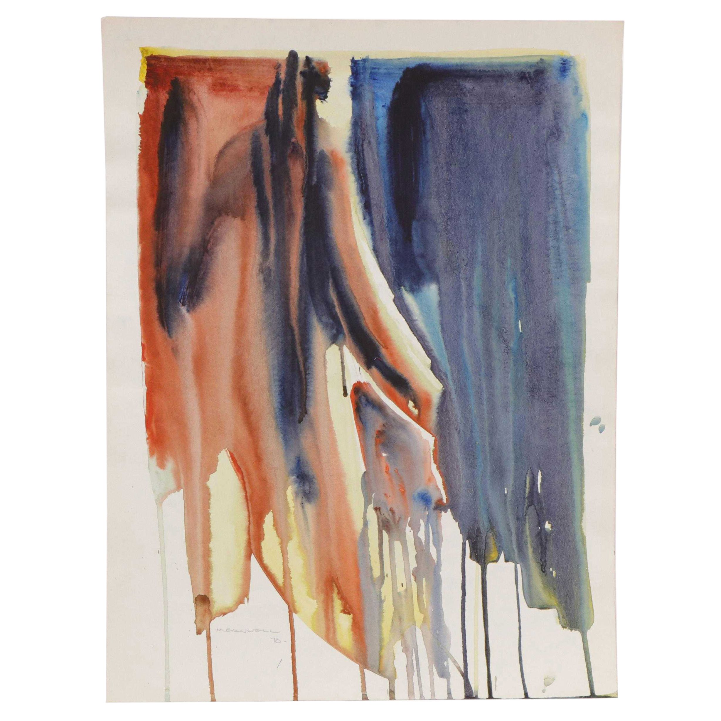 Jack Meanwell Abstract Modern Watercolor Painting, 1978