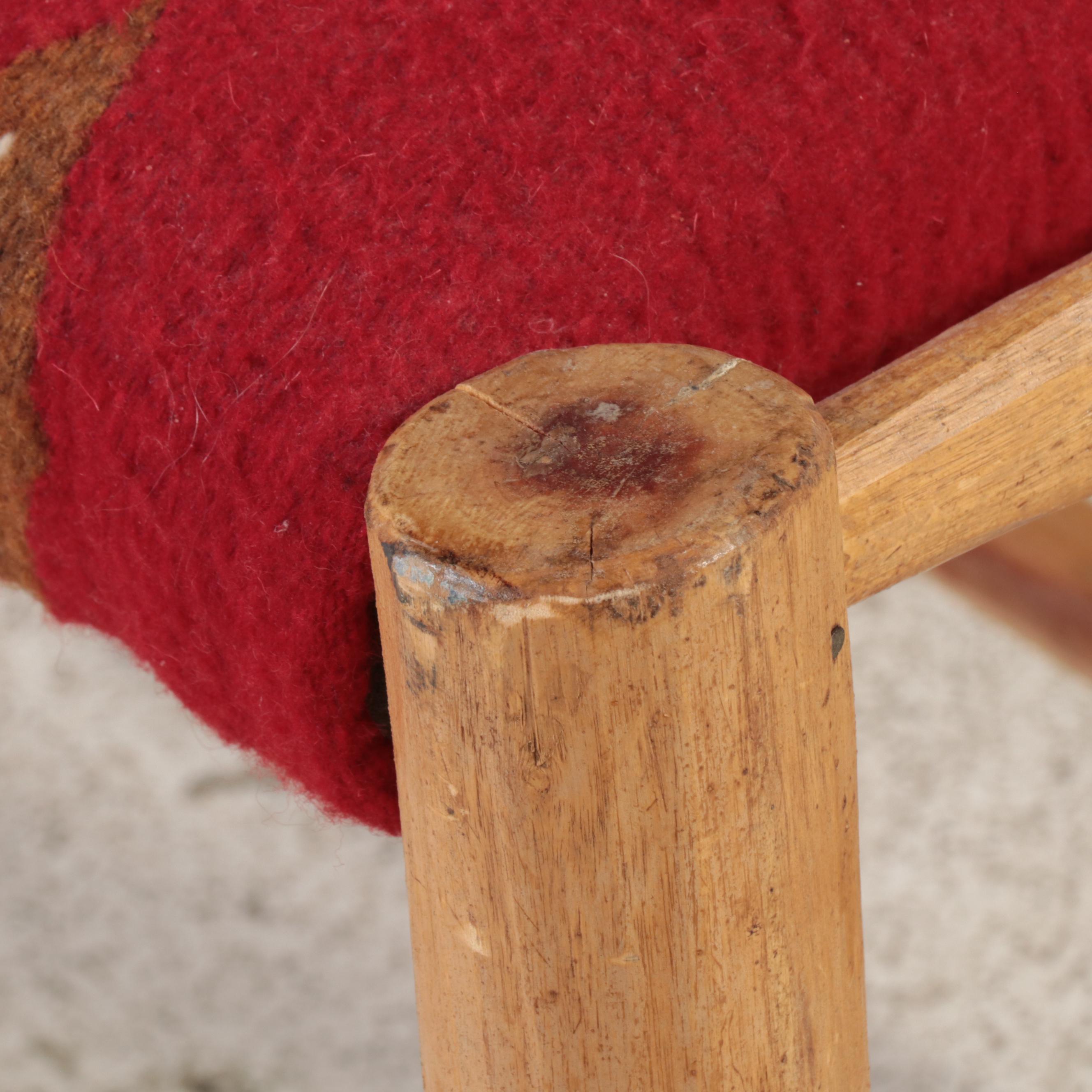 Southwestern Hide-Wrapped Hardwood and Custom-Upholstered Bench