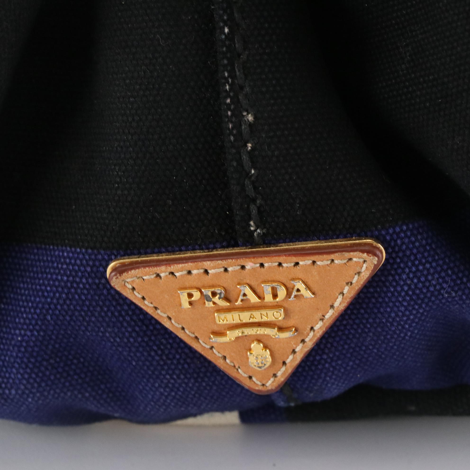 Prada Striped Canvas Tote Bag