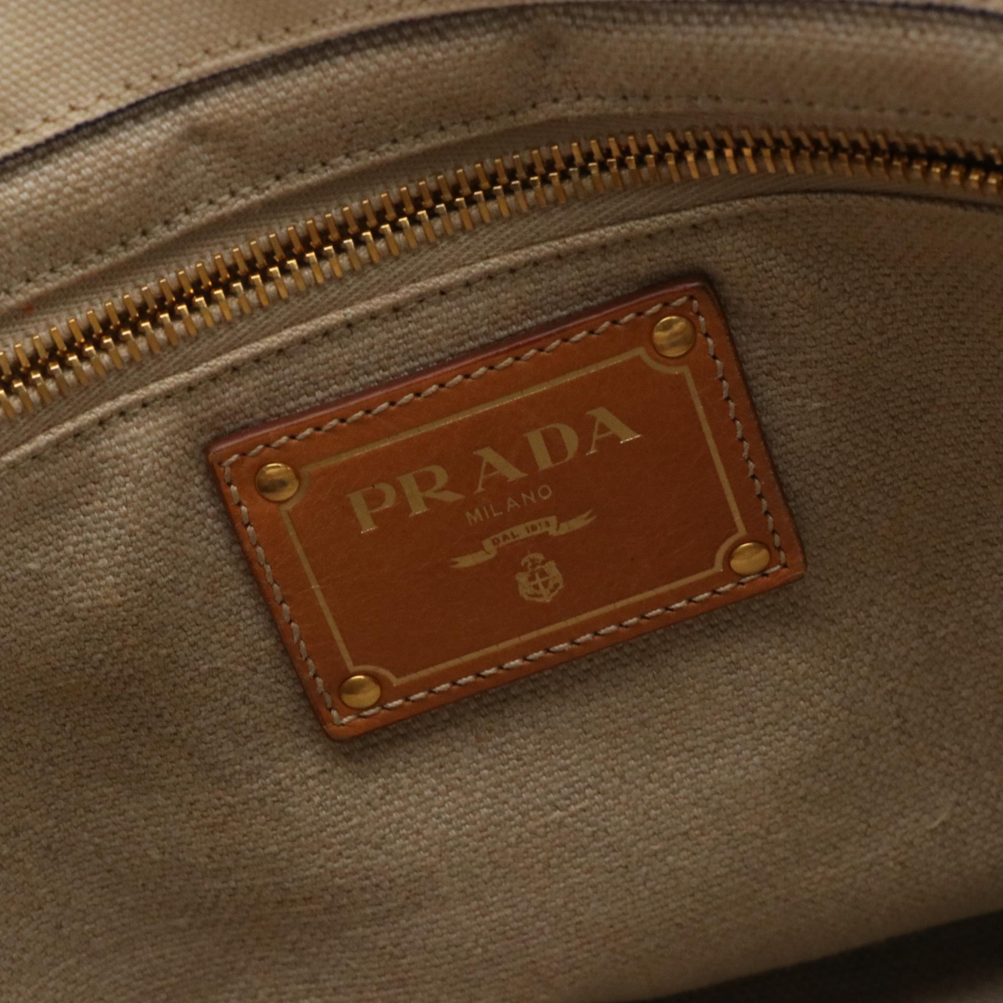 Prada Striped Canvas Tote Bag